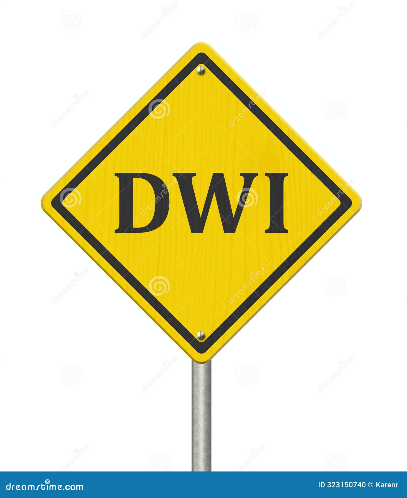 yellow warning dwi road sign