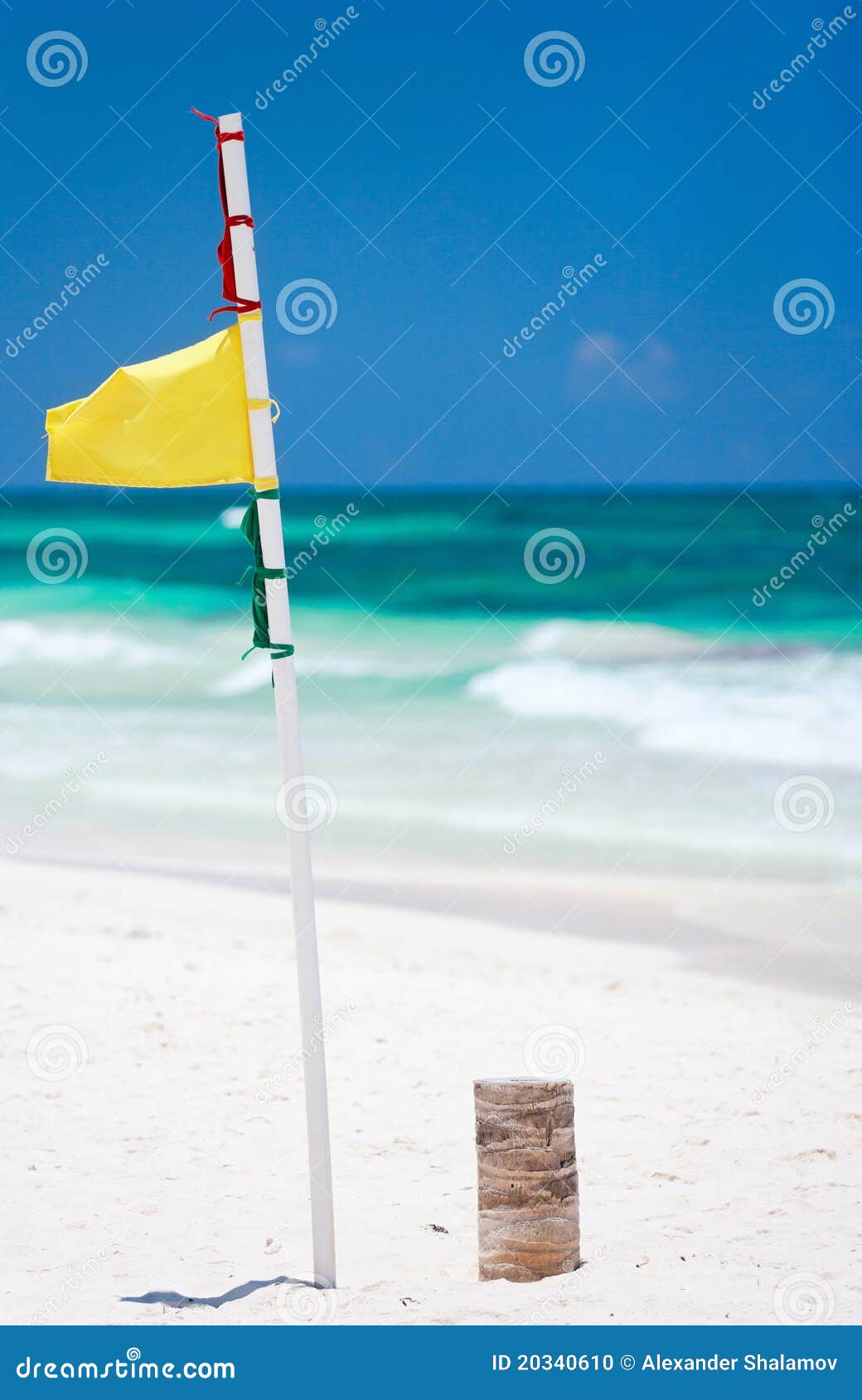 Yellow Warning Flag at Beach Stock Photo Image of tropical, caribbean 20340610