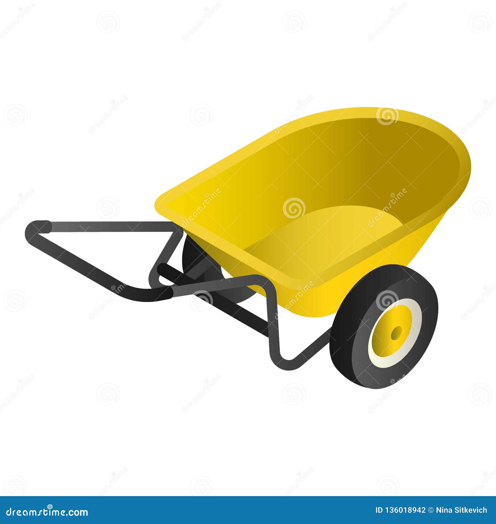 Yellow Wheelbarrow Icon, Isometric Style Stock Vector Illustration of