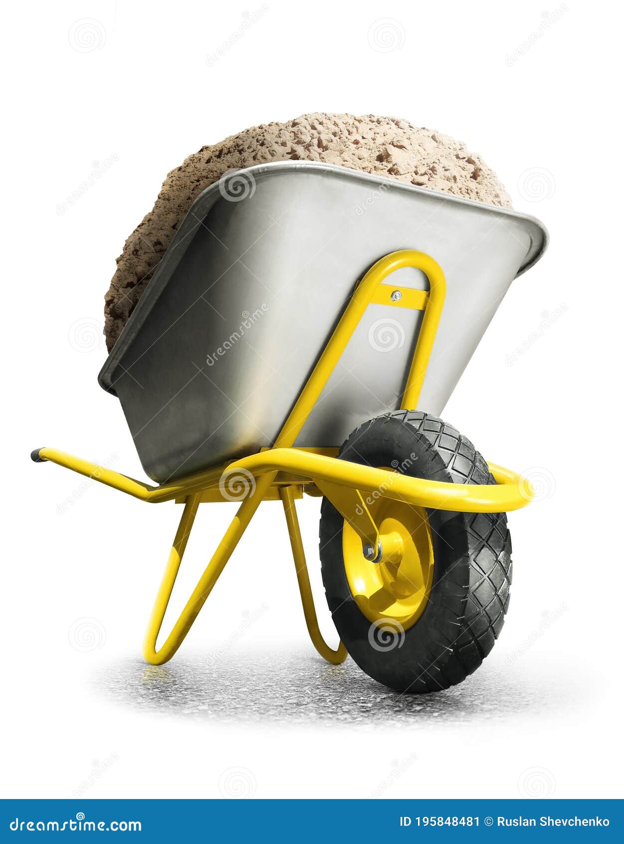 Yellow Wheelbarrow on Single Wheel. Isolated Stock Image Image of