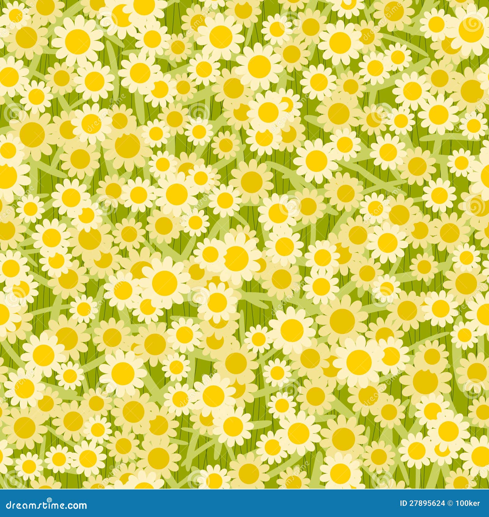 Yellow White Flowers Seamless Background Pattern Stock Vector