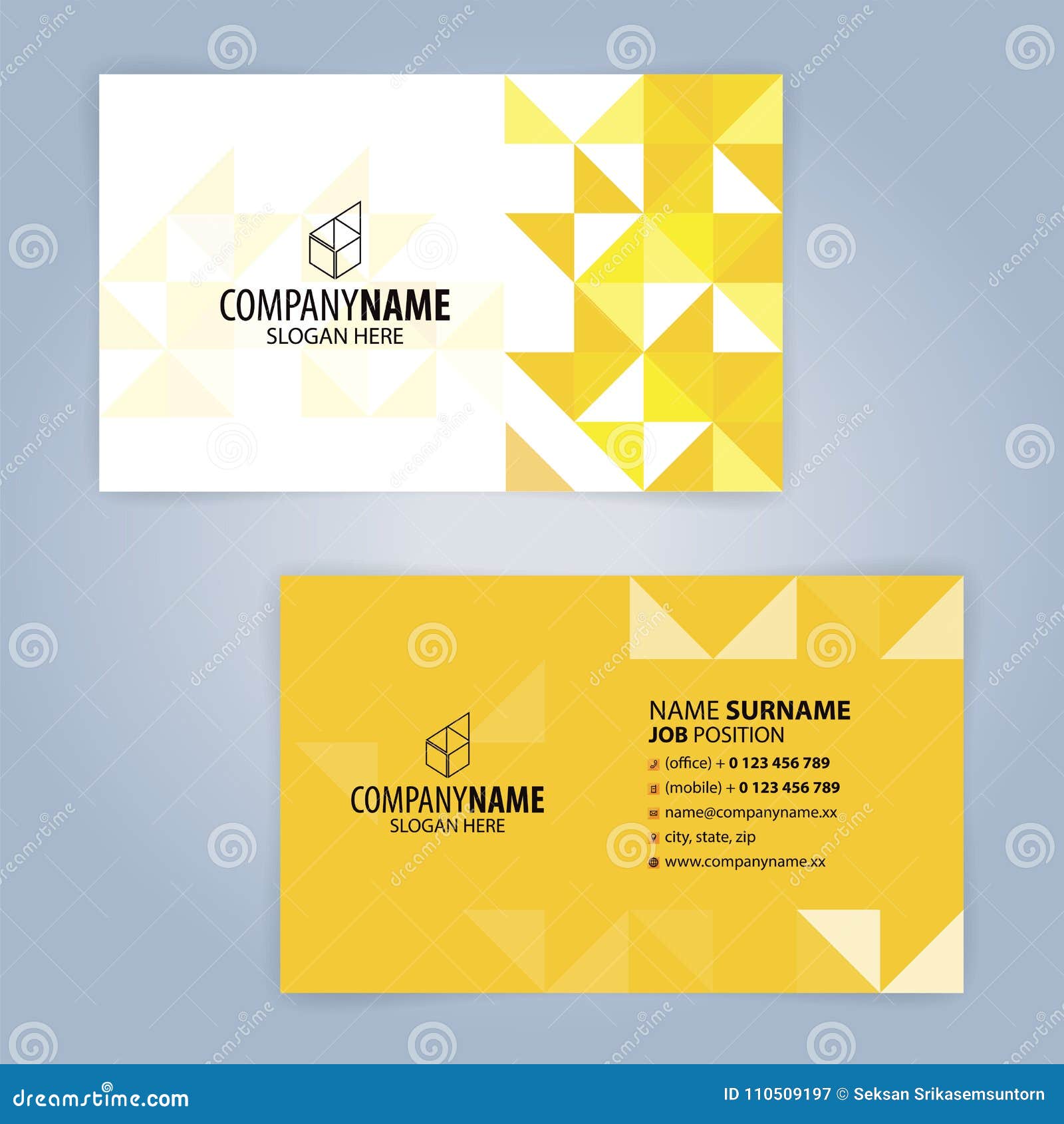 yellow and white modern business card template stock vector