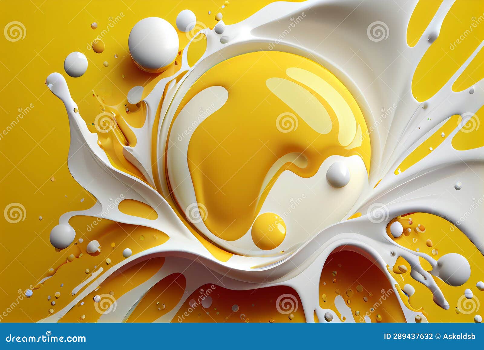 Yellow and White Splashes of Thick Paint on a Background of Yellowish