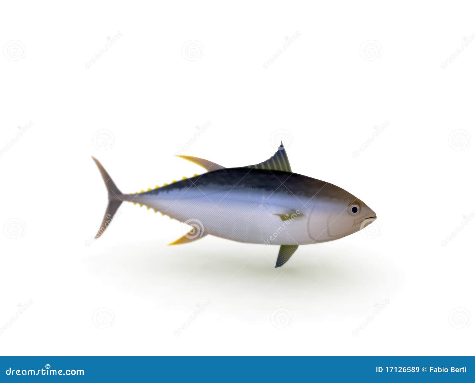 Yellowfin Tuna Cartoon Cute Seamless Pattern Wallpaper Background01