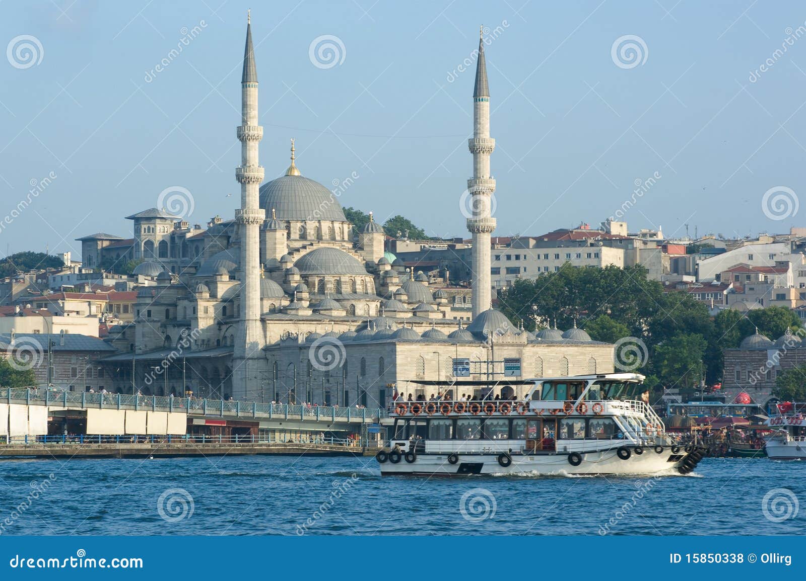 yeni mosque and ferryboat in bosphorus