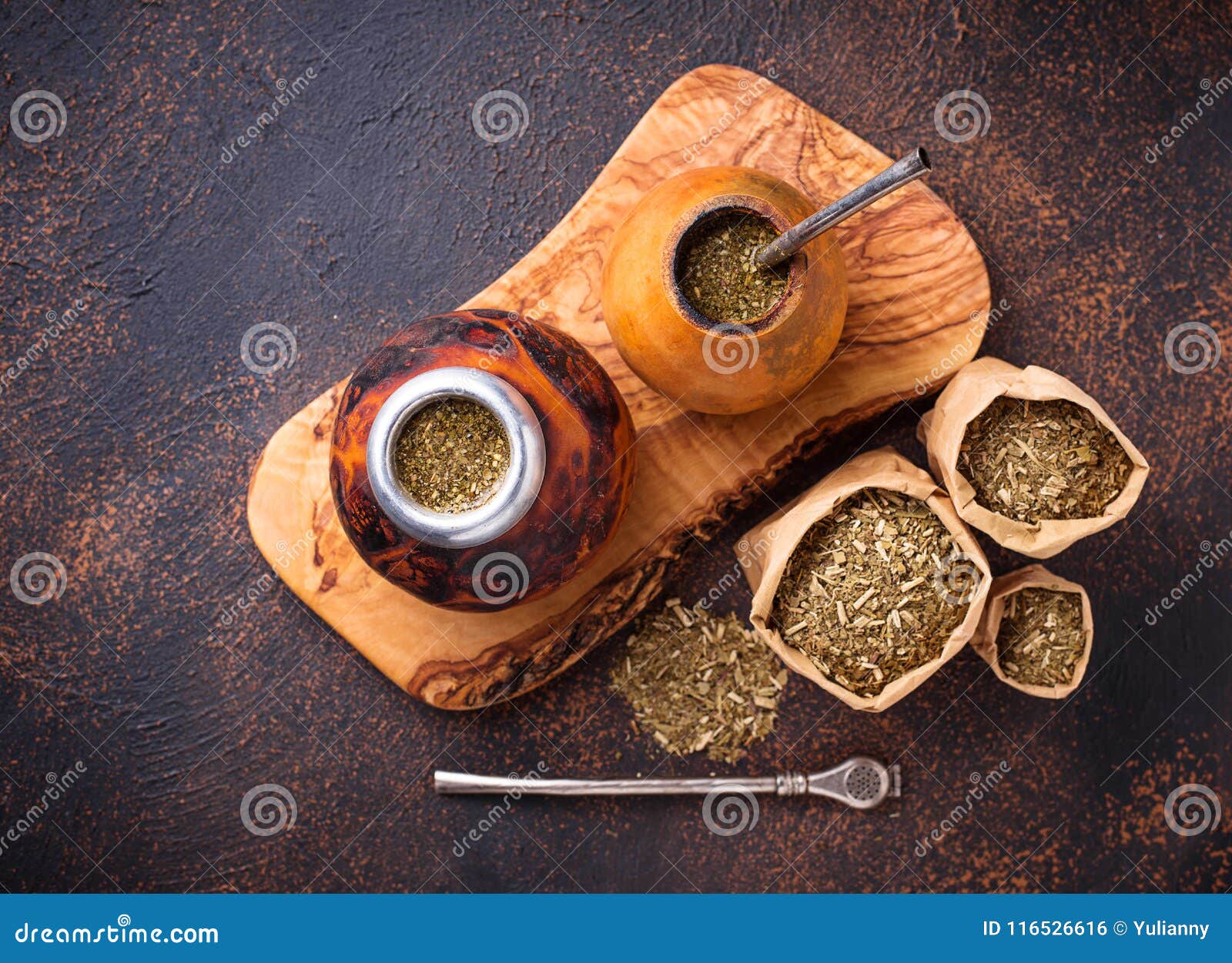 yerba mate tea with calabash and bombilla