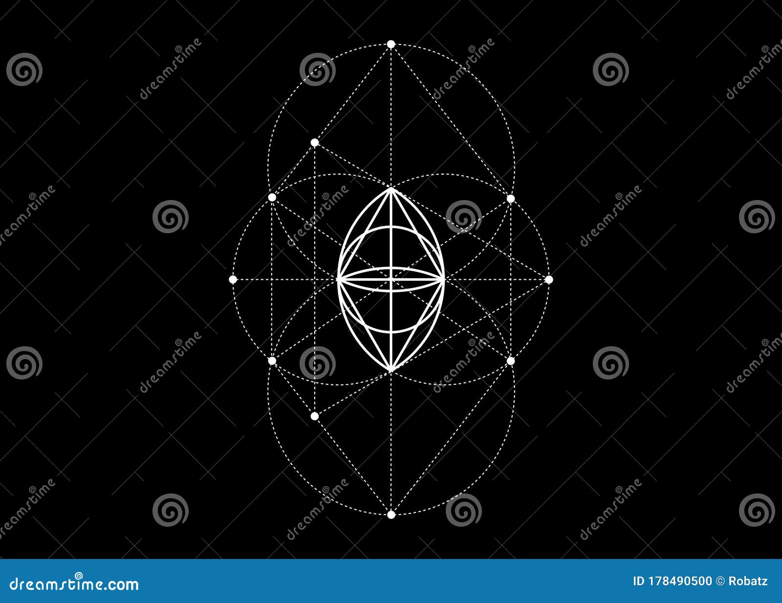 vesica piscis sacred geometry. all seeing eye, the third eye or the eye of providence inside triangle pyramid. the eye of phi sign