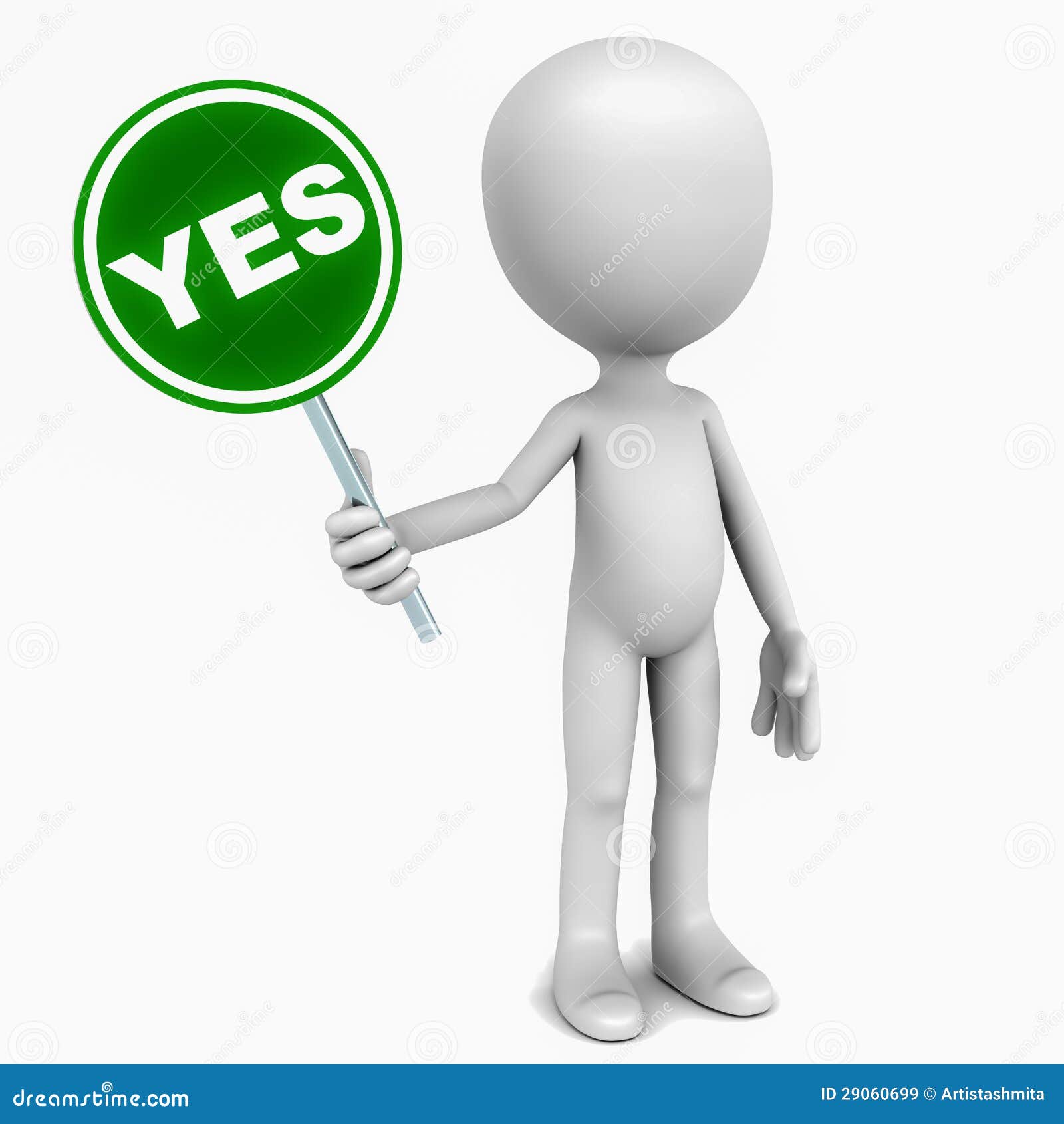 3d Yes or no little man stock illustration. Illustration of small - 39596991