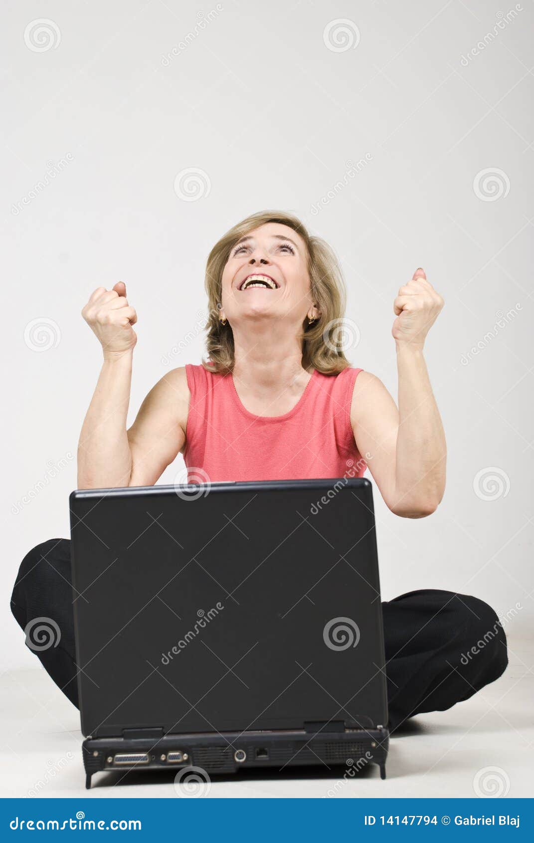 Yes!I did it! stock photo. Image of gesturing, blond 14147794