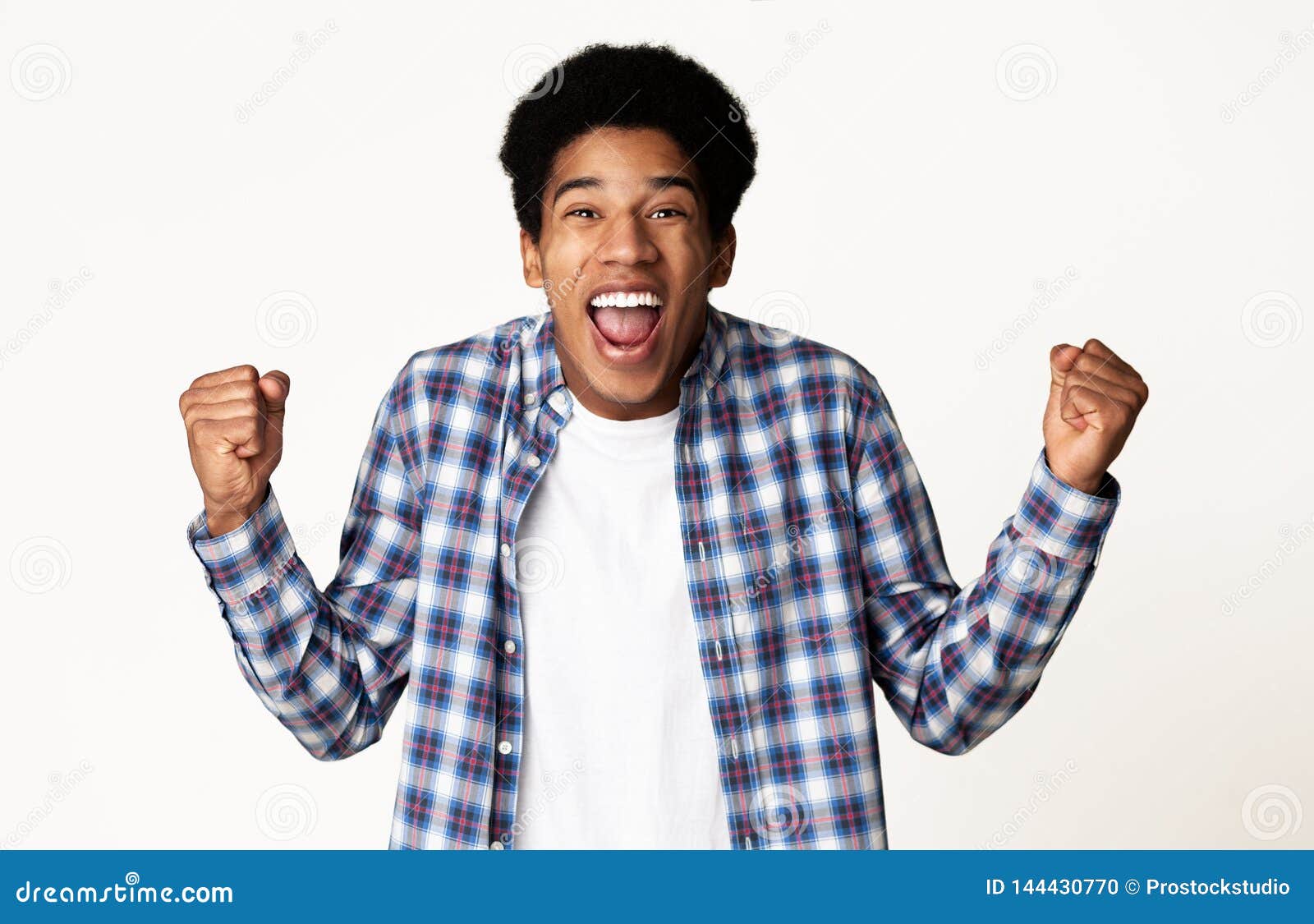 Yes, I Did it! Guy Celebrating Victory Over White Background Stock ...