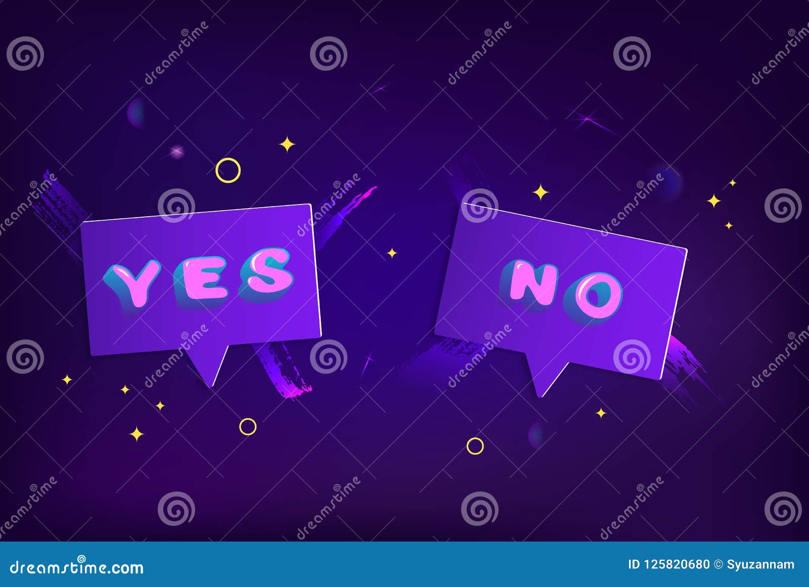 Yes And No Badges. Lettreing With Decoration. Vector Illustration
