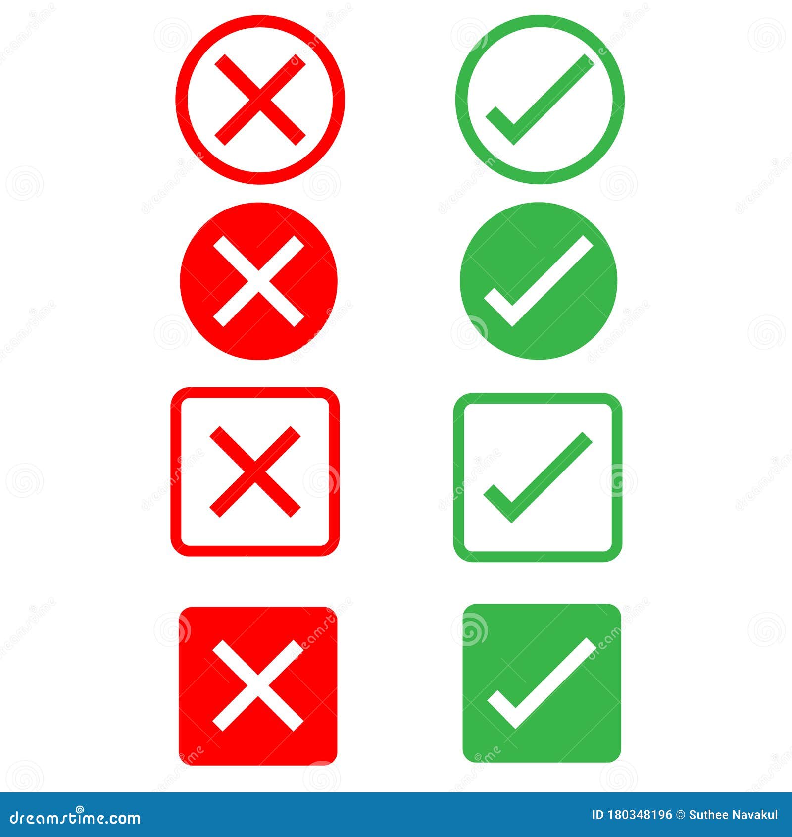 Yes or No Icons on White Background. Flat Style. Set of Mark Buttons Icon  for Your Web Site Design, Logo, App, UI. Green Check Stock Illustration -  Illustration of choose, cancel: 180348196
