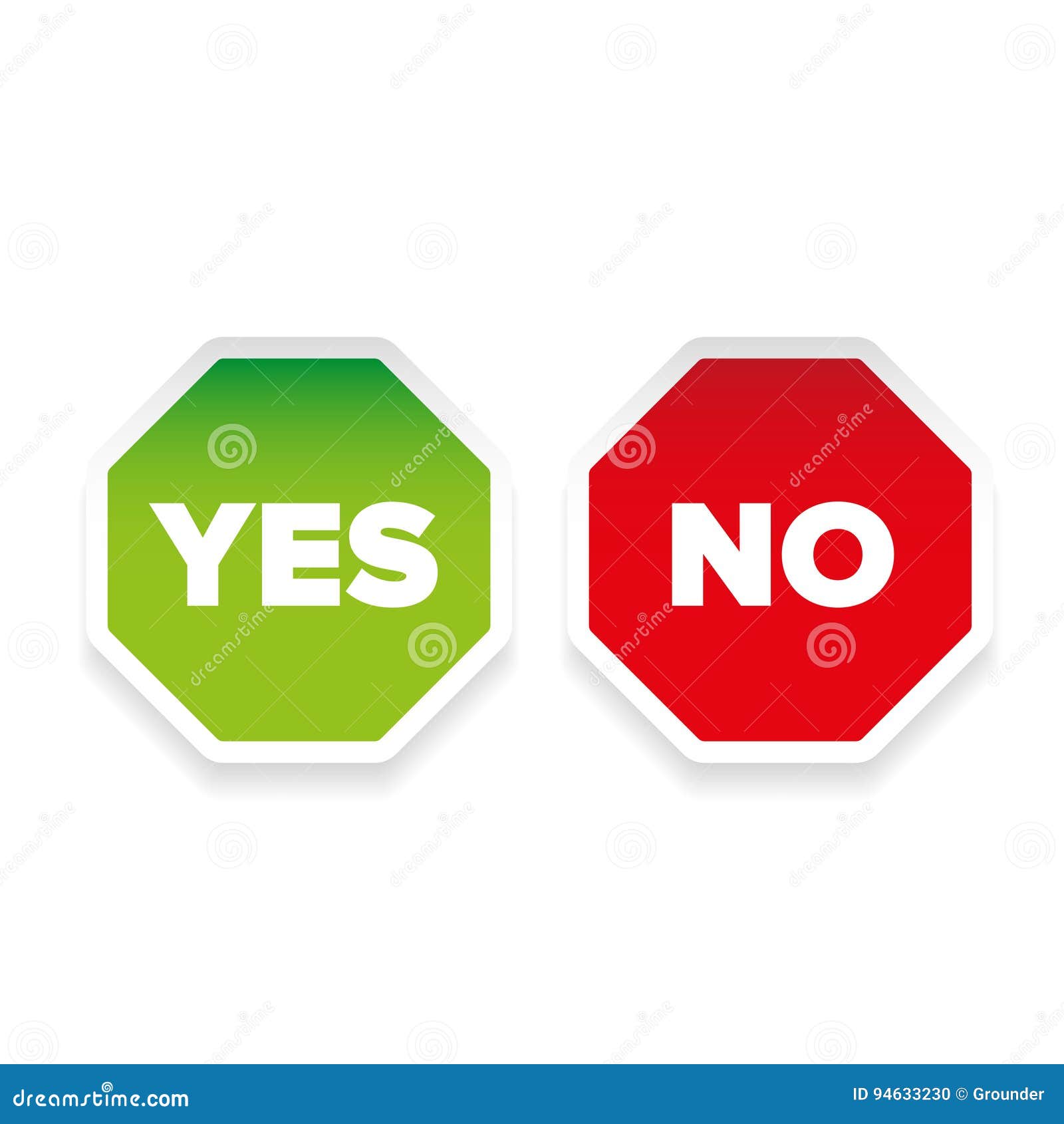 Yes No sign sticker set stock vector. Illustration of icon 94633230