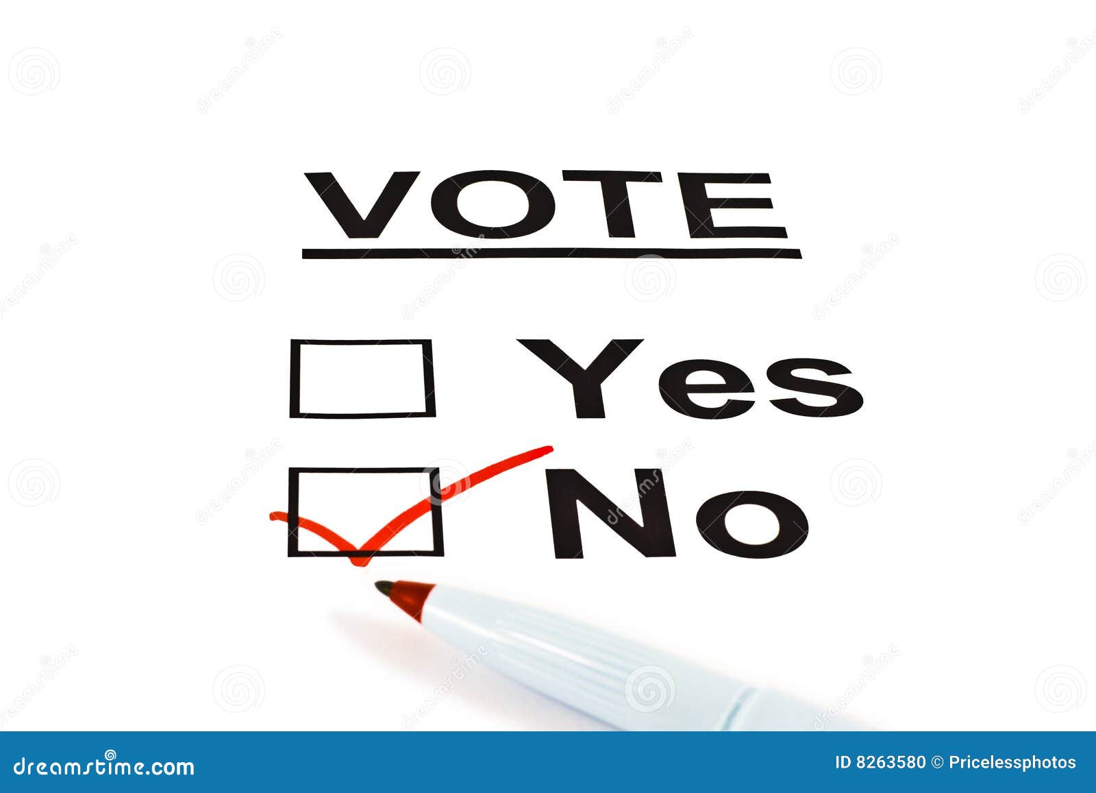 yes / no vote ballot form with no checked