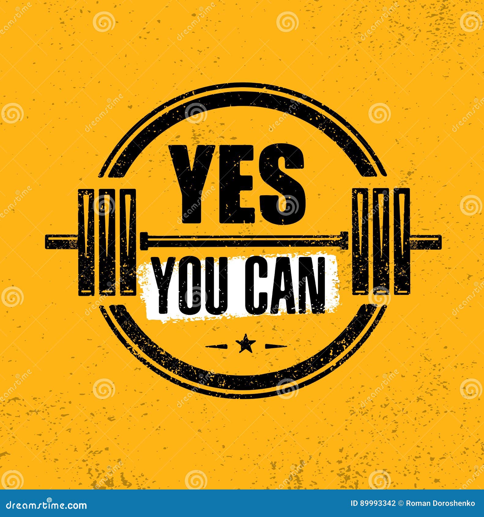 Yes You Can. Gym Workout Motivation Quote Stamp Vector Design Element. Stock Vector ...