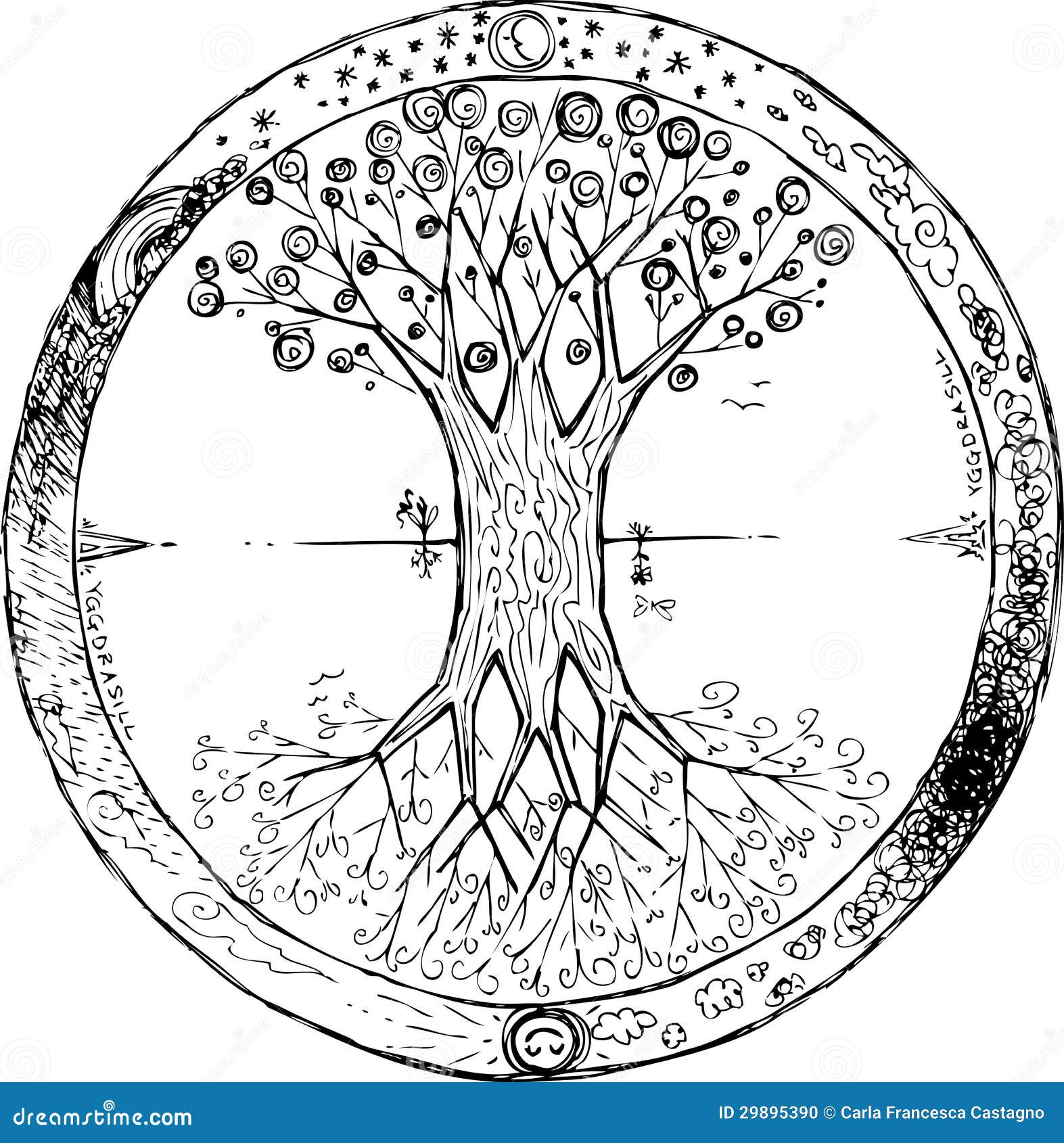 Coloring Yggdrasil The Celtic Tree Of Life Vector Stock