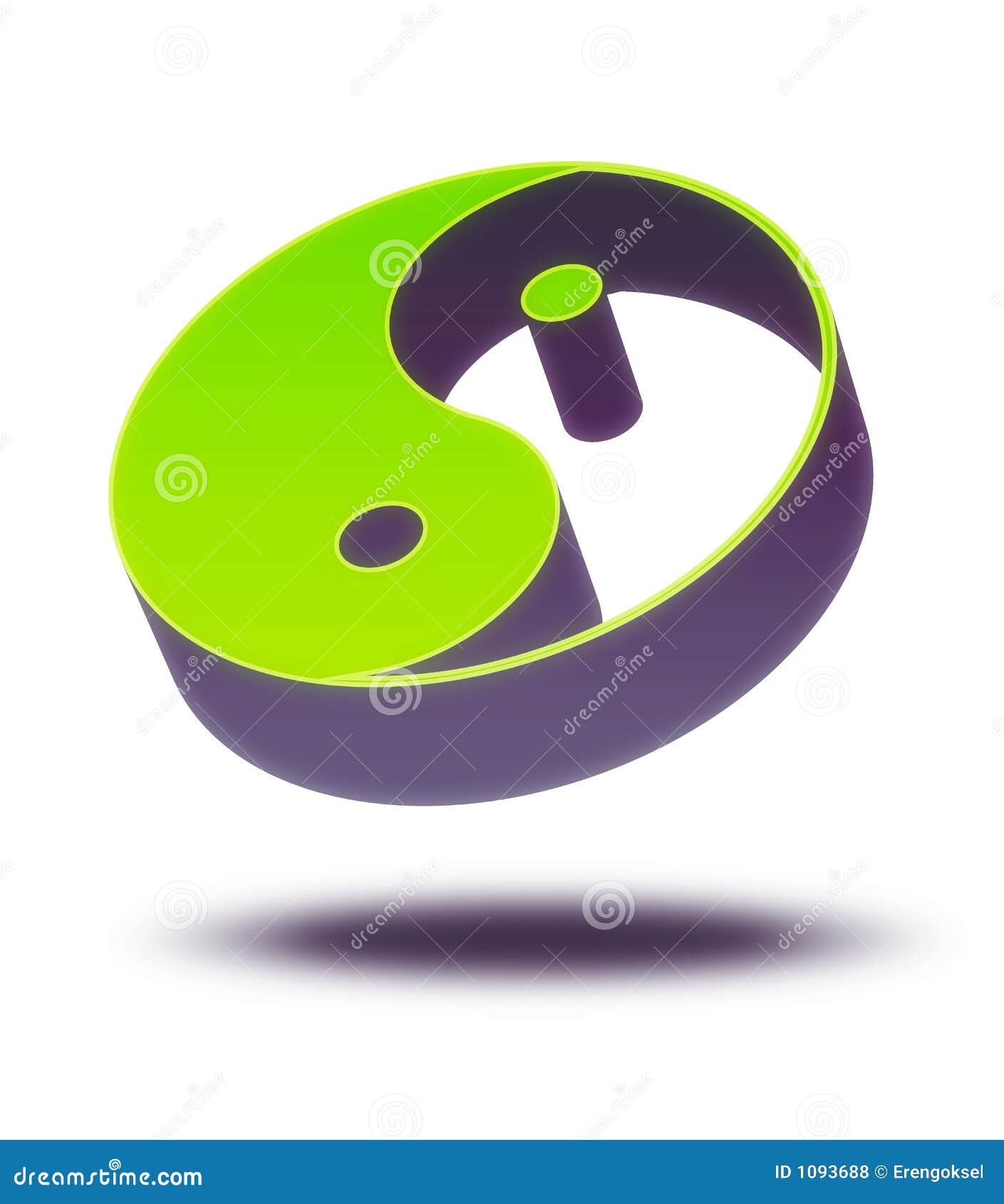 Yin 3d Yang. Uitgedreven 3d yin yang pictogram