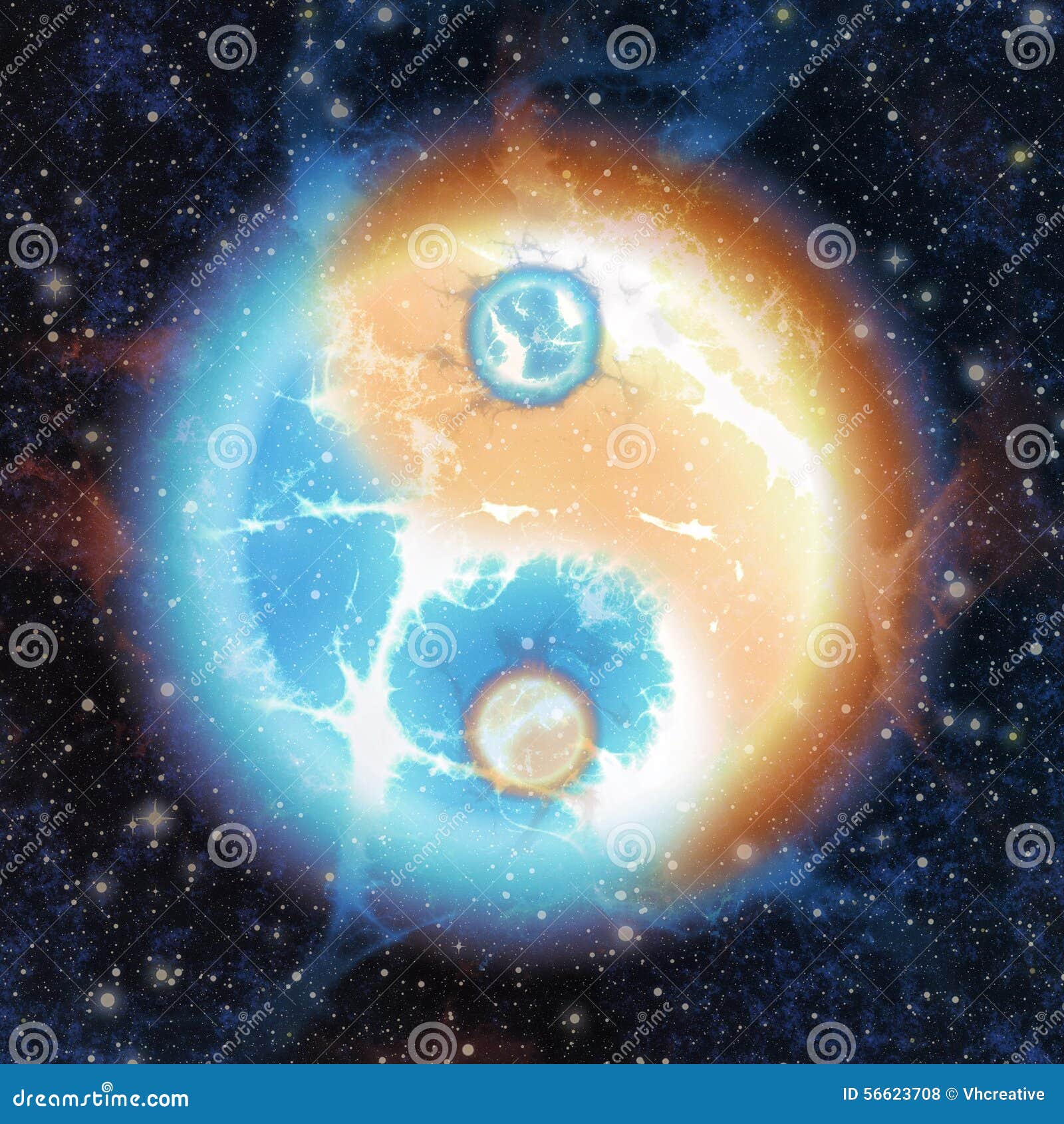 Yin En Yang Verbinding Van Kosmische Energie Stock Illustratie