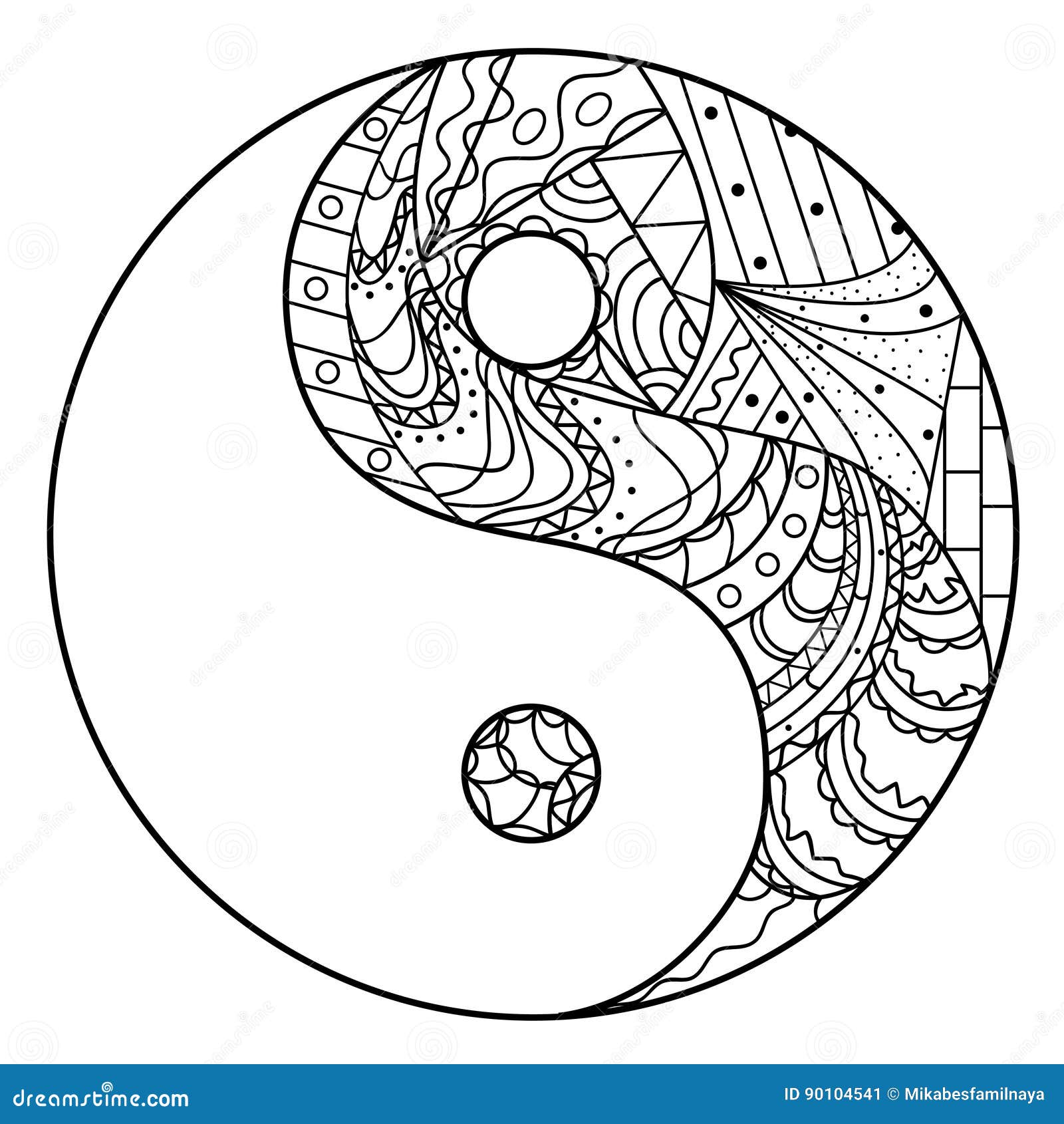 Yin Y Yang Linea Creacion Del Arte Ilustracion Del Vector