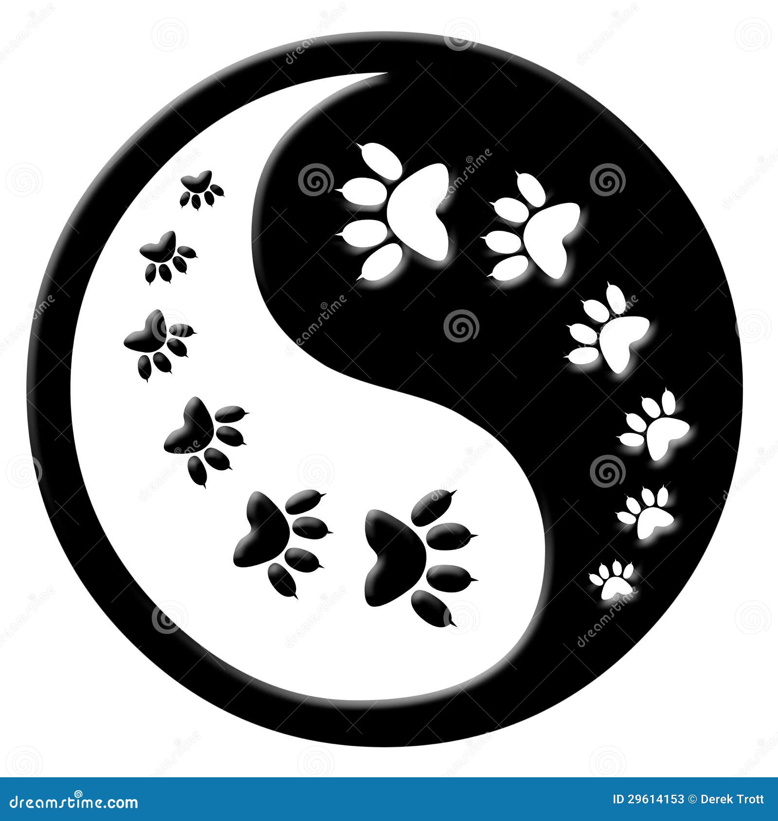 Yin Yang De La Impresion De La Pata Del Gato Stock De Ilustracion