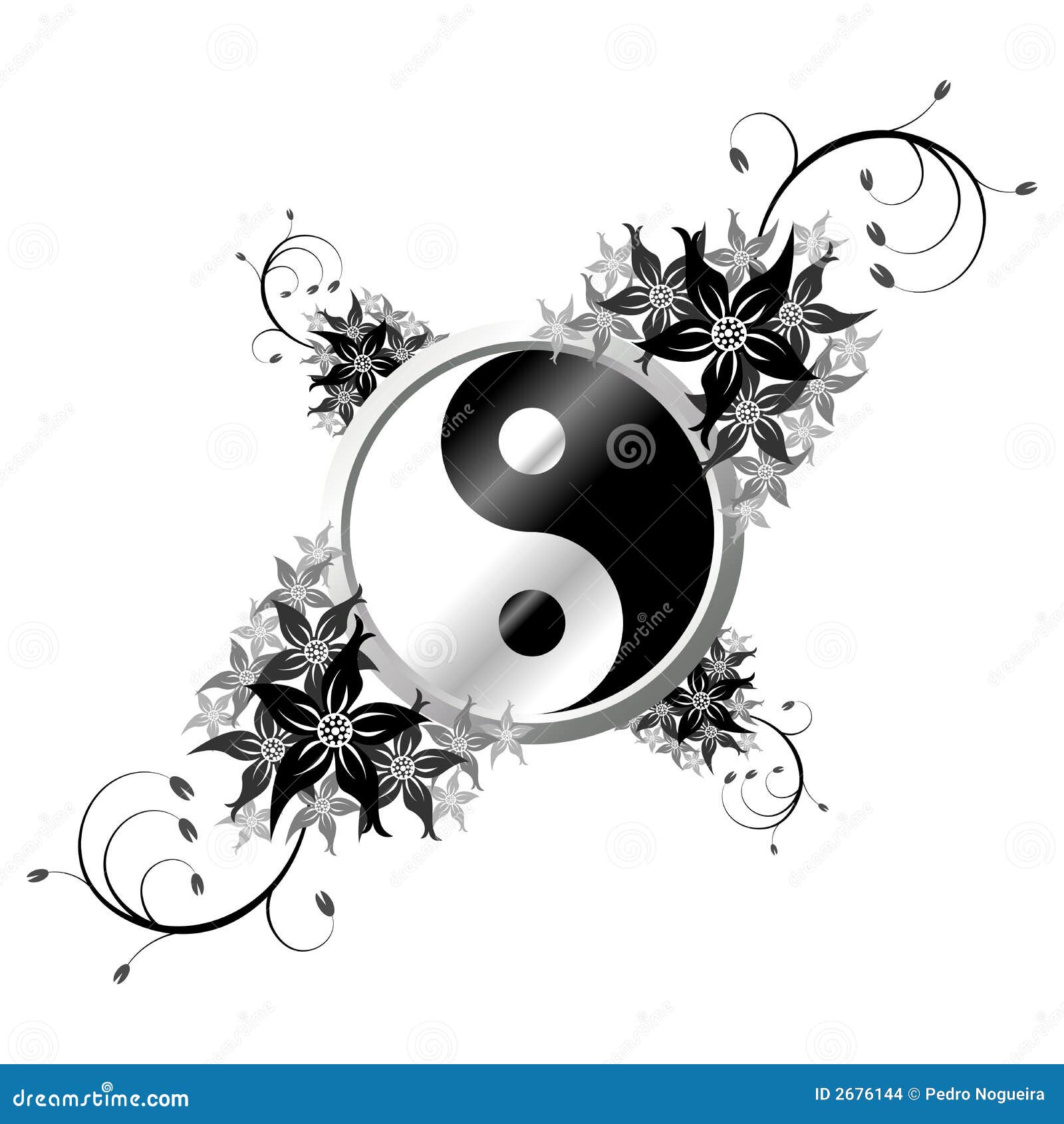 Yin Yang With Flowers Stock Images - Image: 2676144