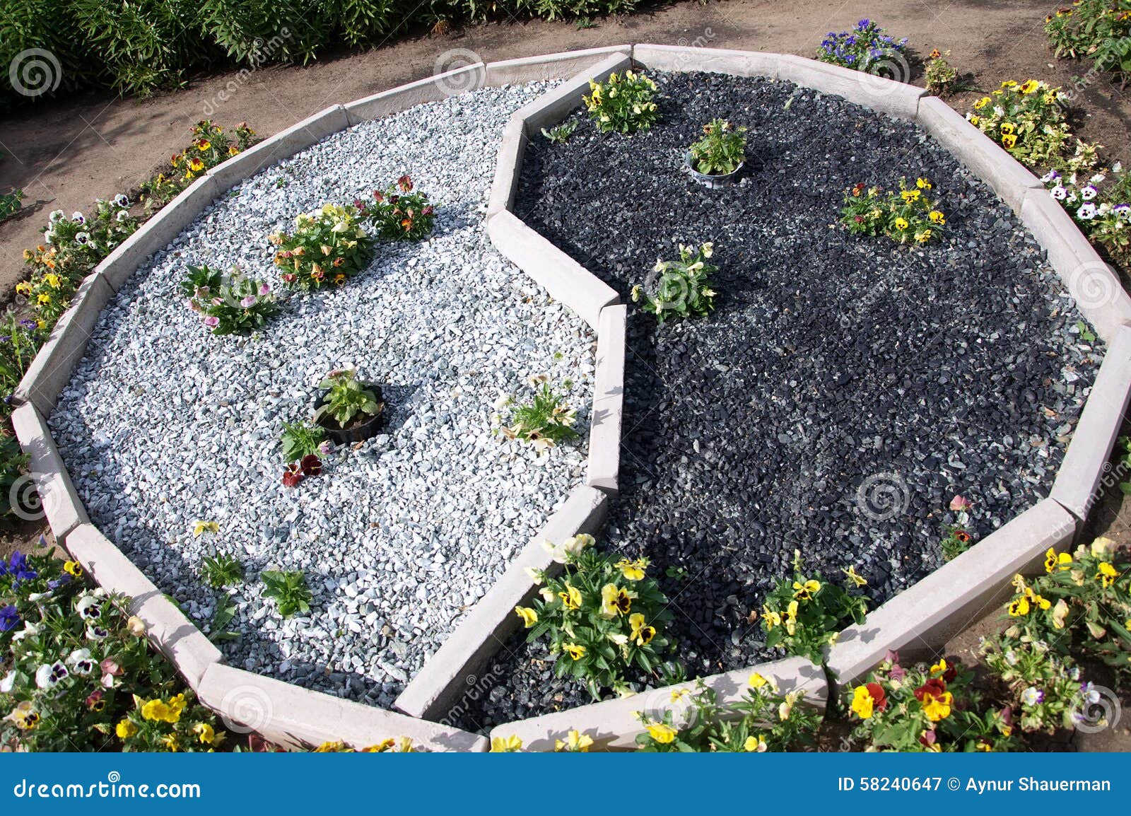 Yin and Yang in Garden Decoration Stock Image - Image of china, flower