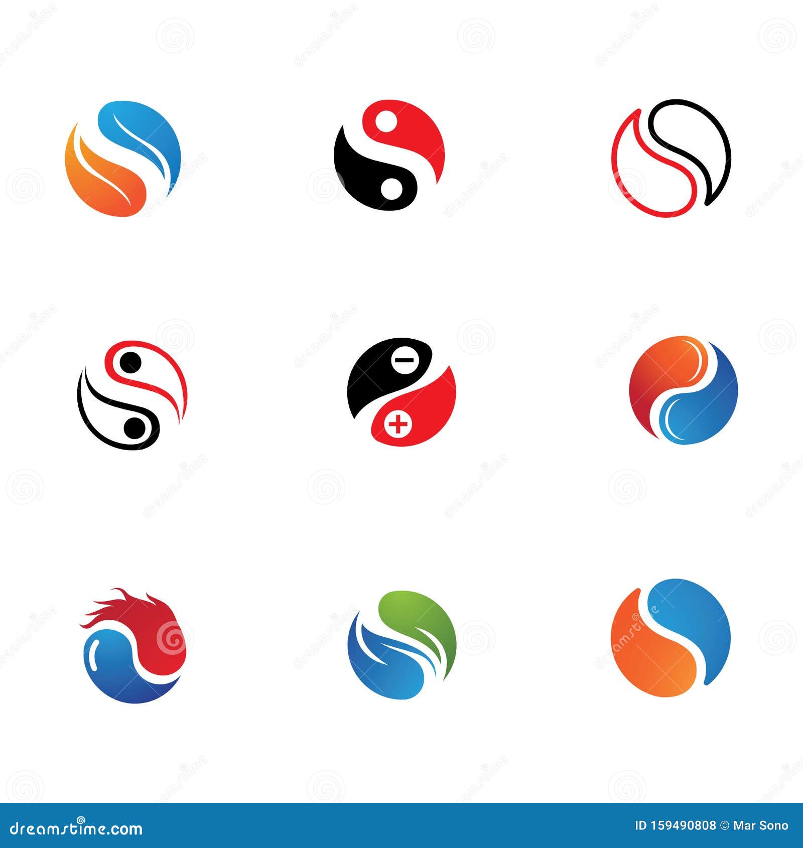 Yin Yang Logo Icon Vector Template Stock Vector Illustration of