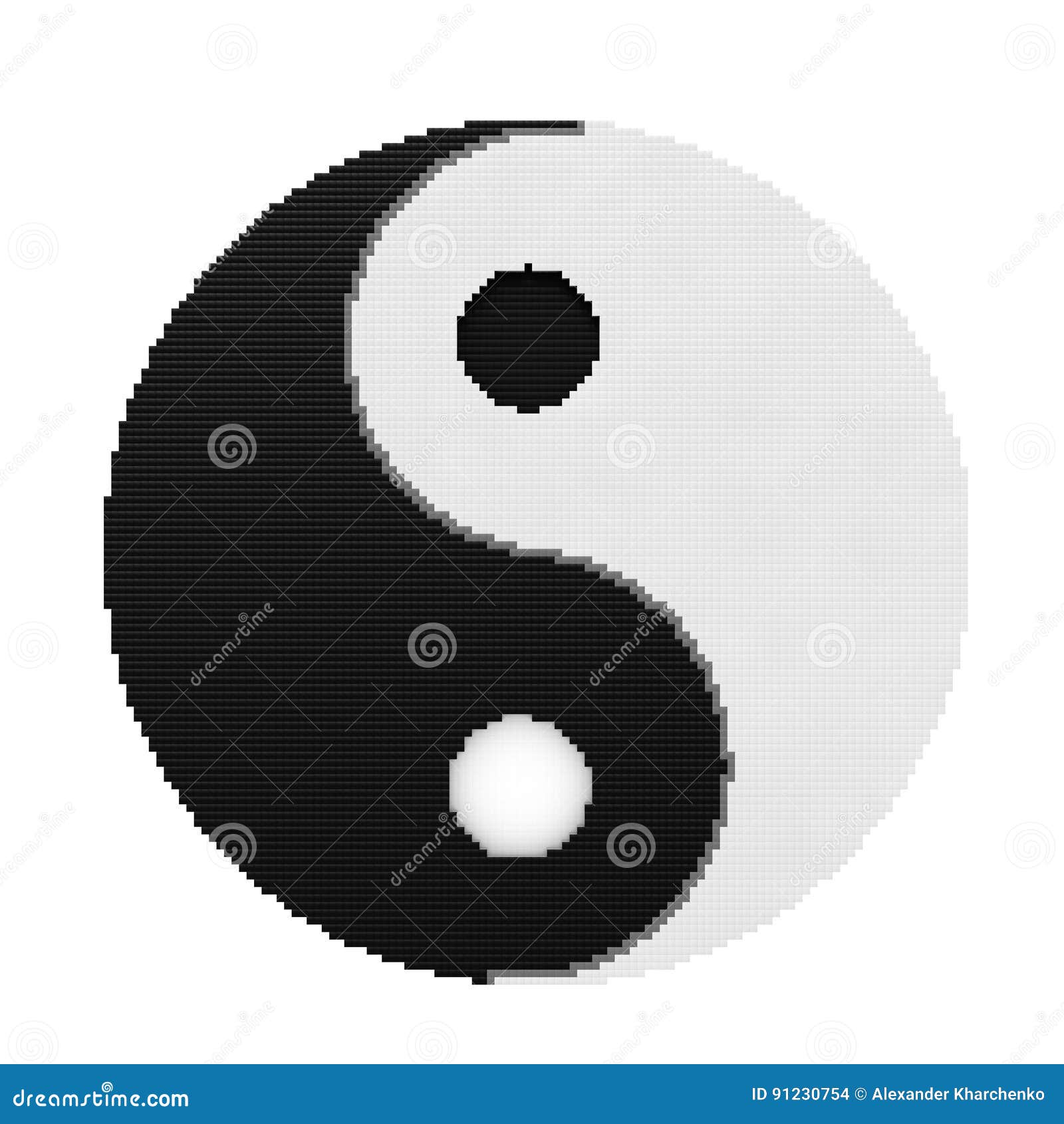 Yin Yang Symbol Of Harmony And Balance In Pixel Art Style