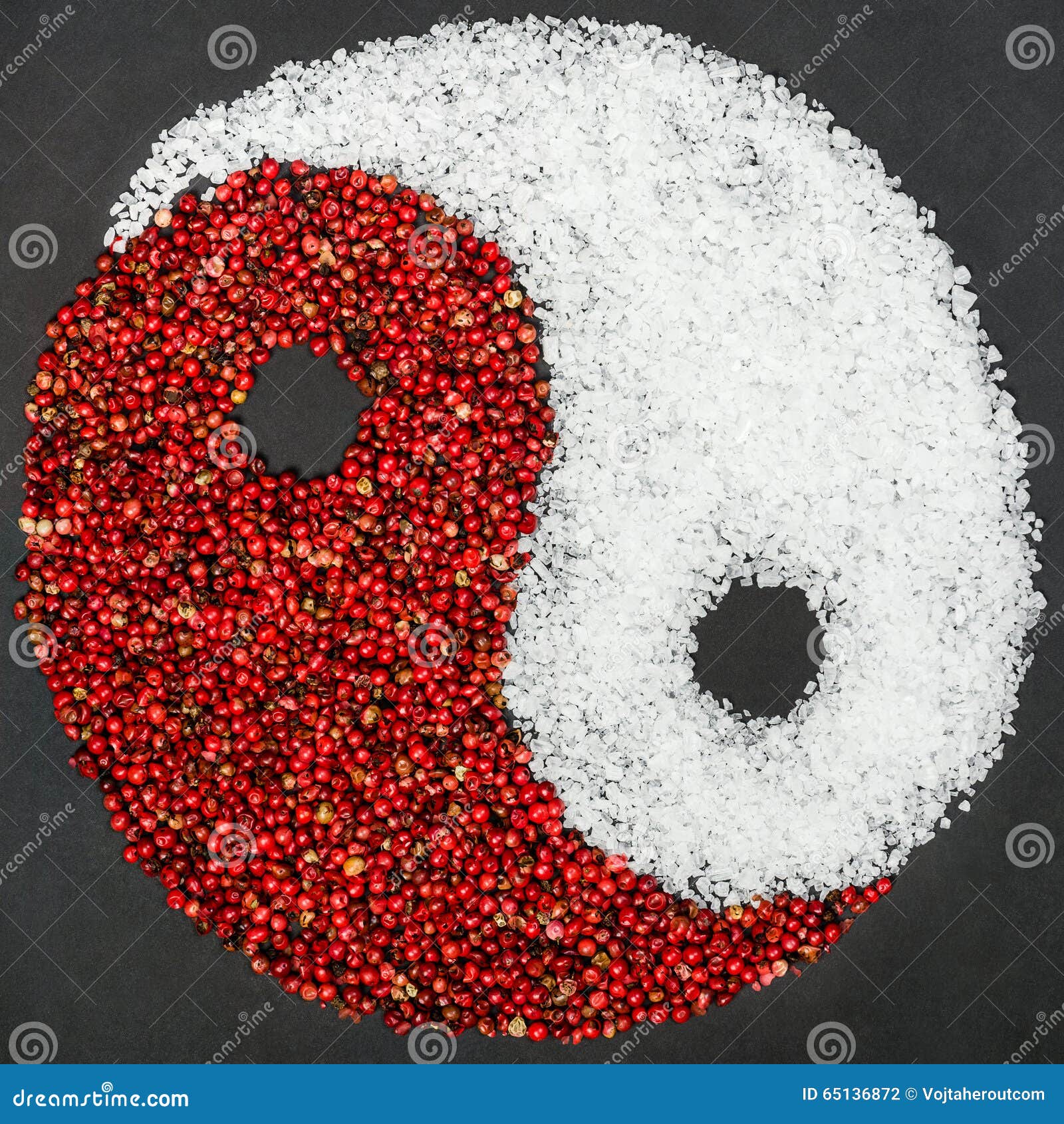 Yin Yang Symbol Made from Red Pepper and Salt Stock Photo - Image