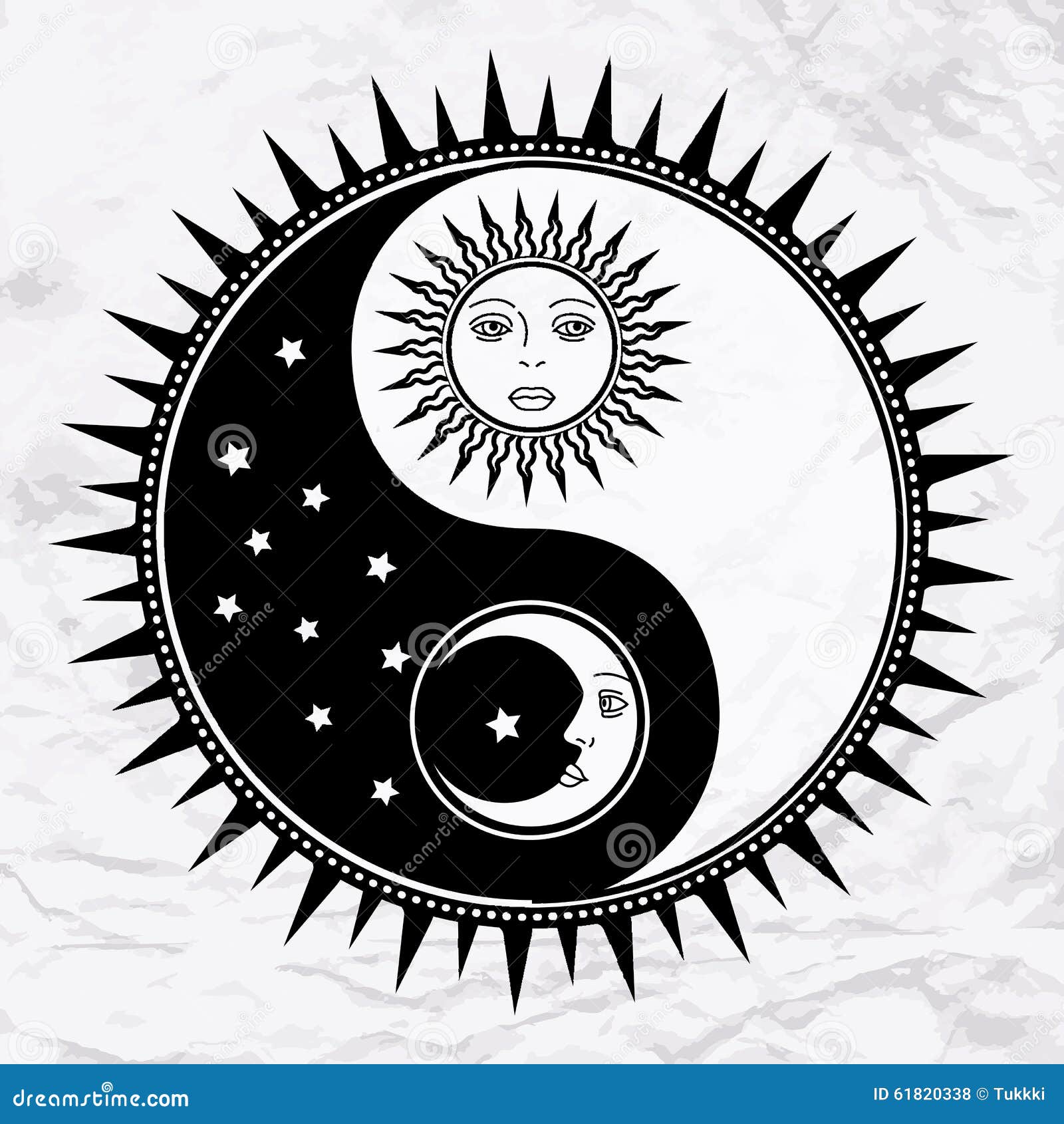 Download Yin Yang Symbol With Moon And Sun Stock Vector ...