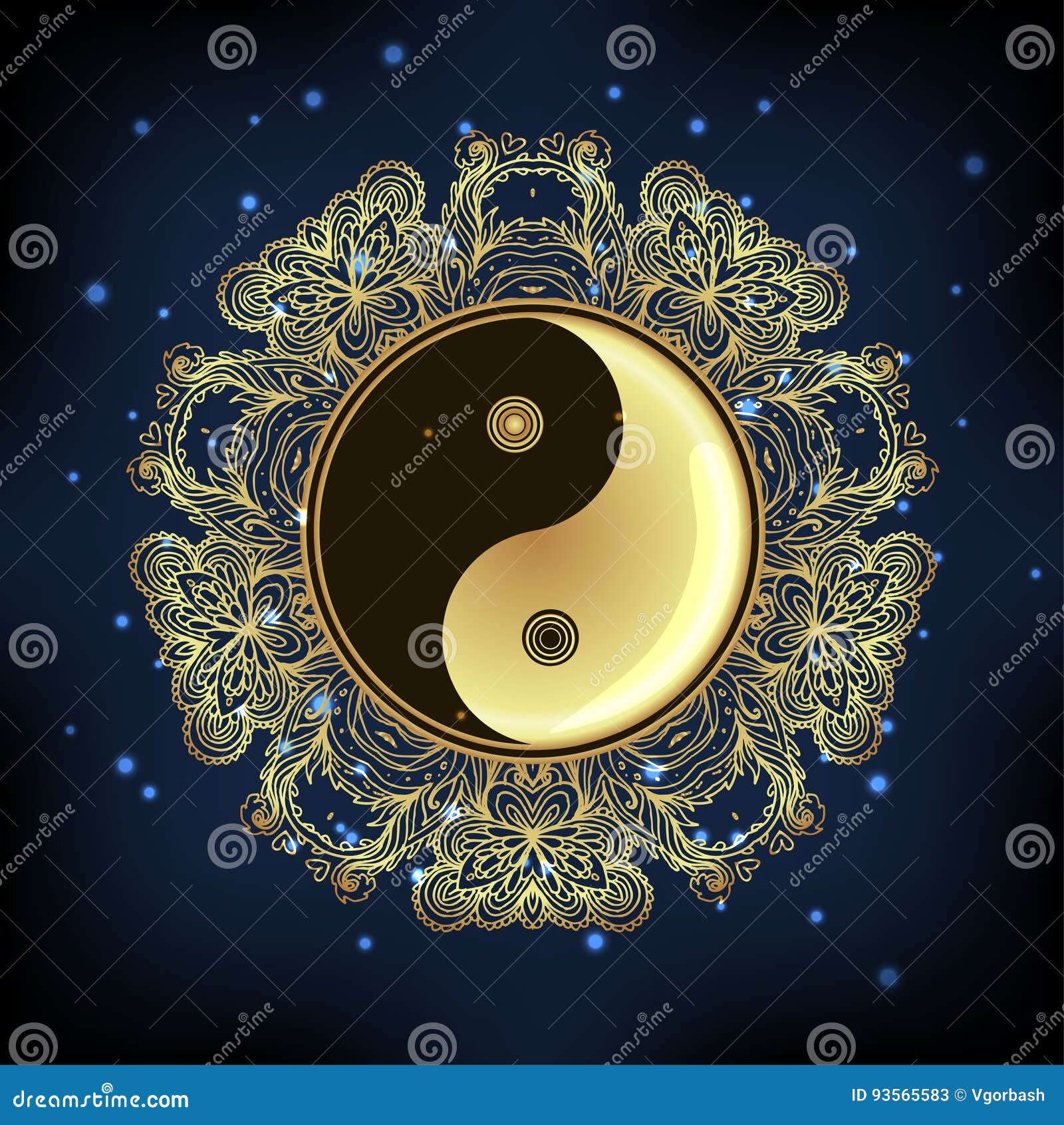 Yin and Yang Tao Mandala Symbol. Round Ornament Pattern Stock Vector -  Illustration of ornament, concept: 93565583