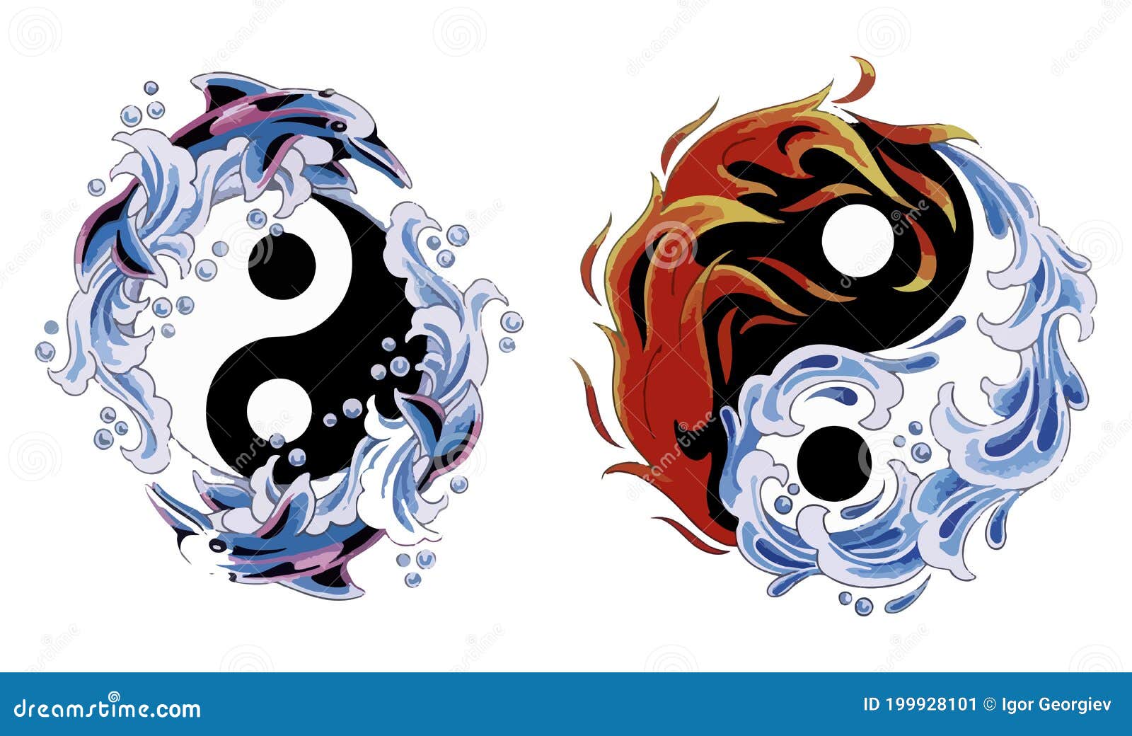 Yin Yang Tattoo Set. Set of Labels and Elements. Vector Set ...