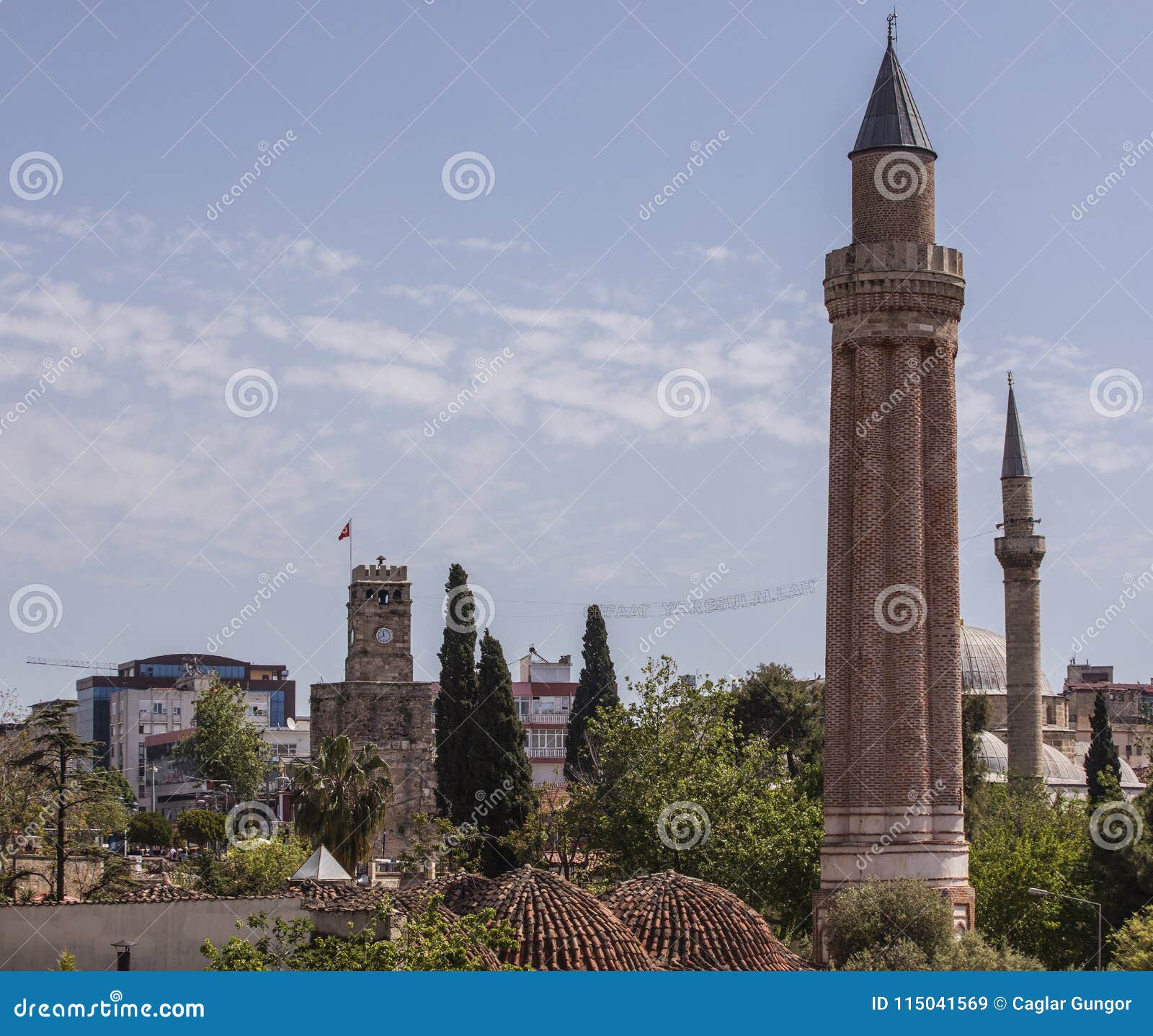 yivli minare mosque and clock tower