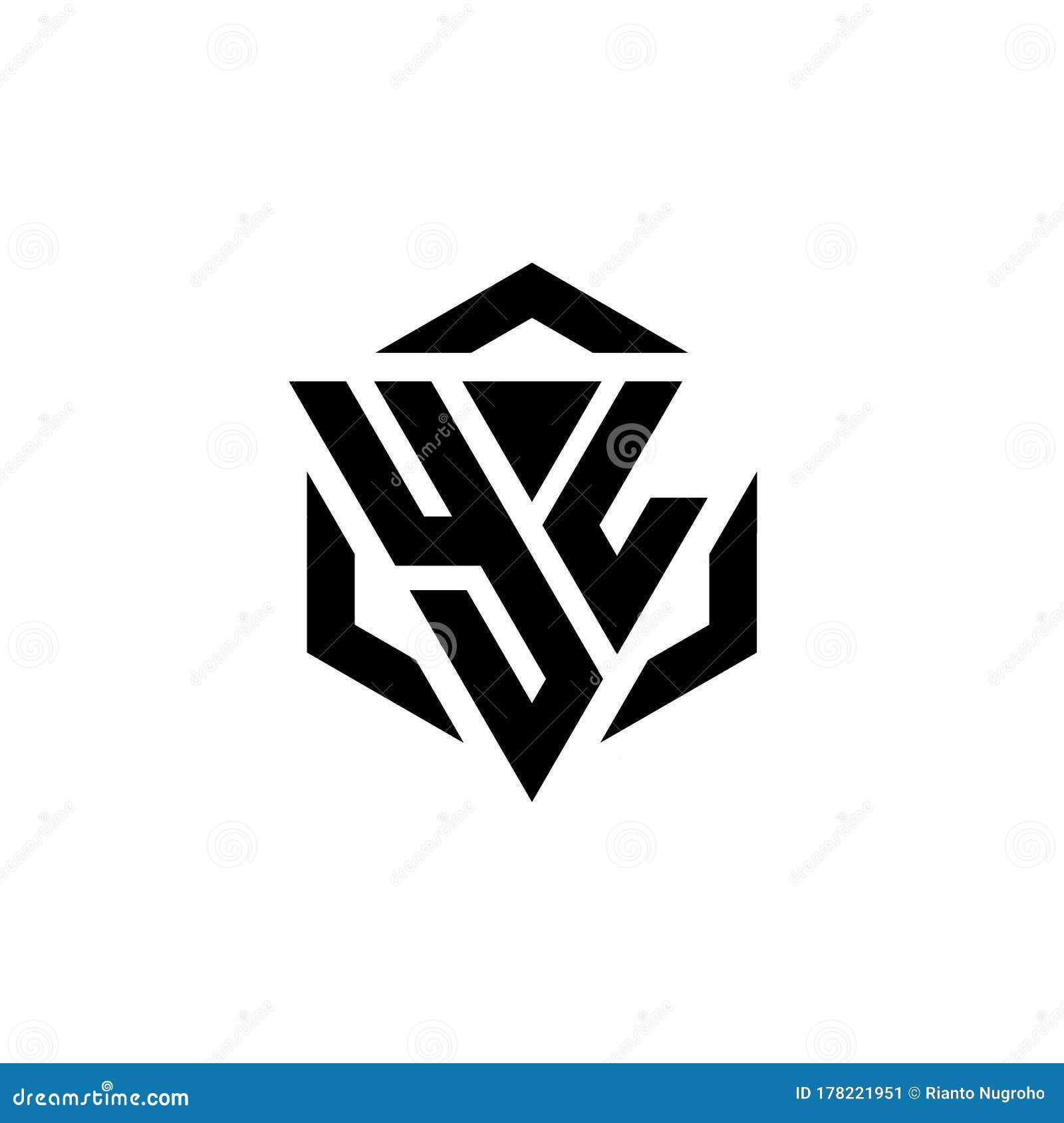 Monogram yl logo with geometric shield and crown Vector Image