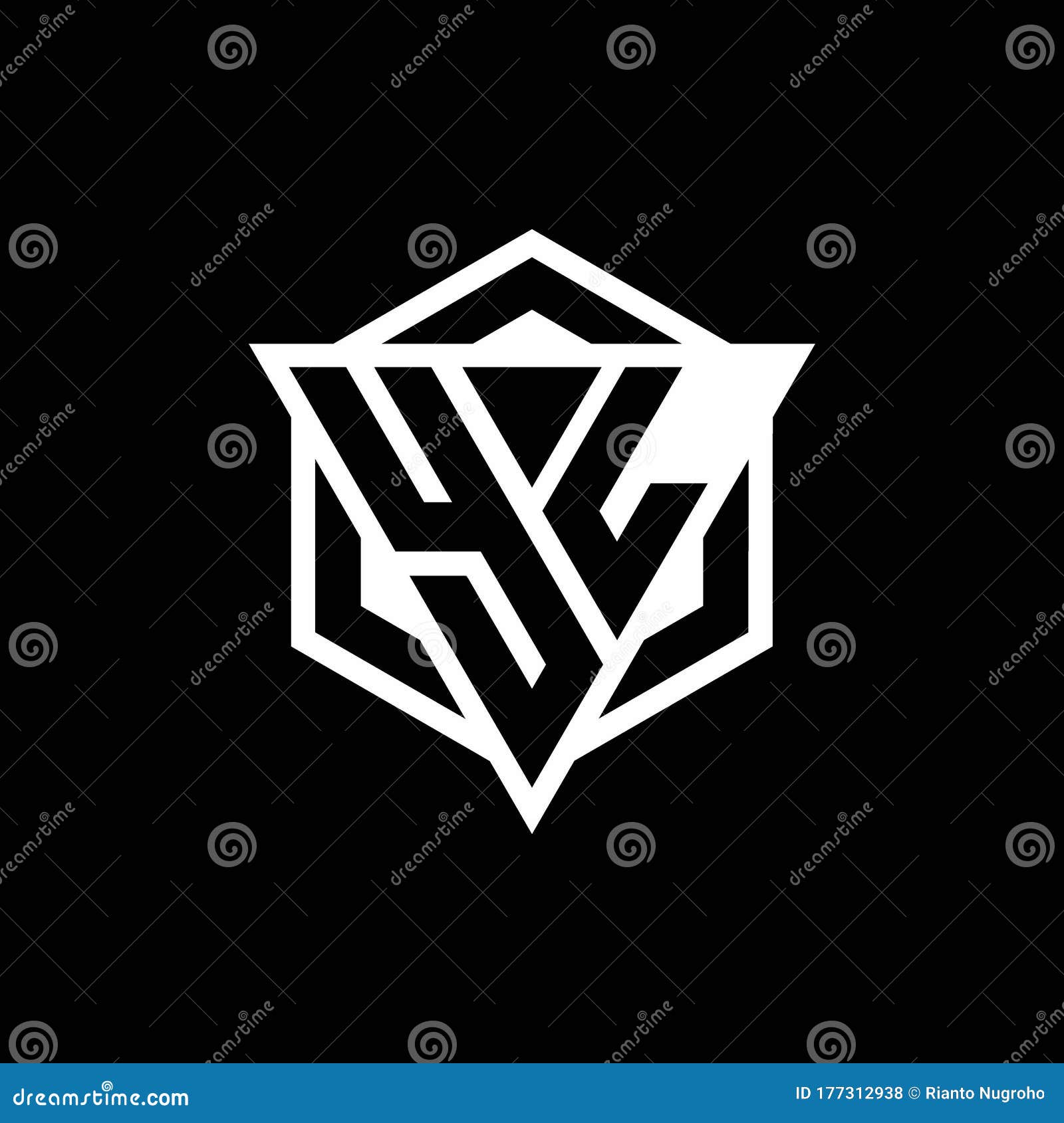 yl logo monogram with triangle and hexagon  combinatio