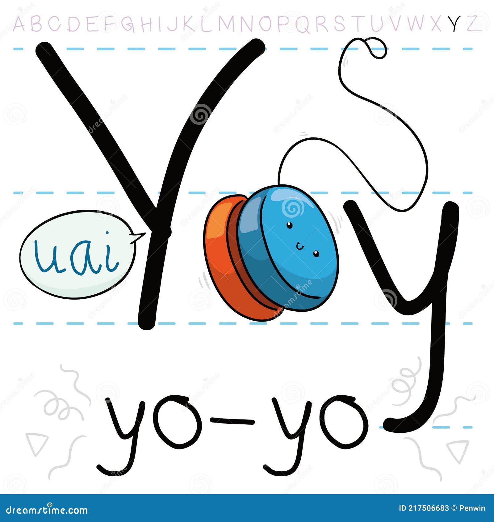 Yoyo Toy Teaching the Letter Y and the Alphabet, Vector Illustration