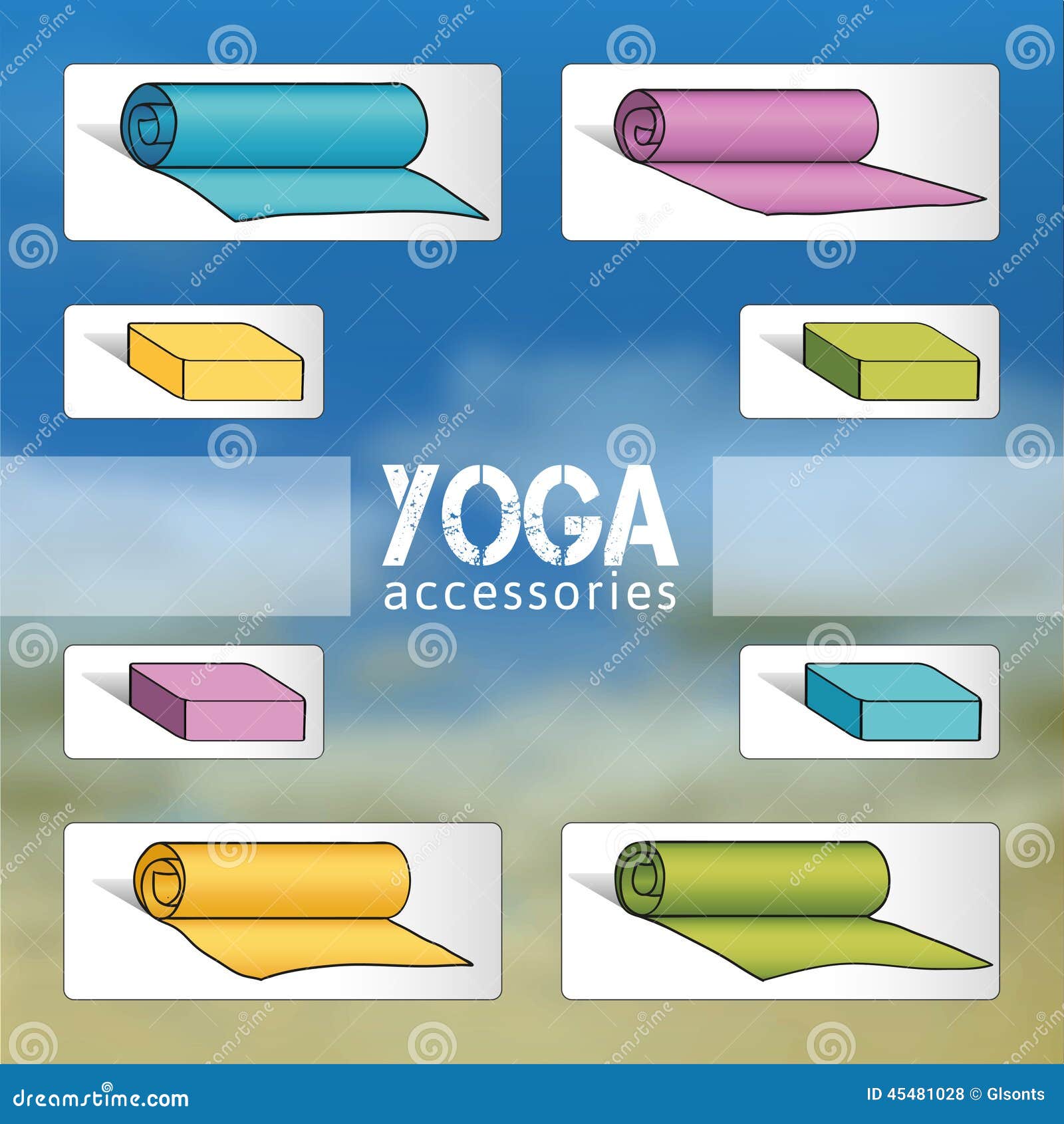 Yoga, Accesorios De La Aptitud EPS, JPG Ilustración del Vector -  Ilustración de iconos, cartas: 45481028