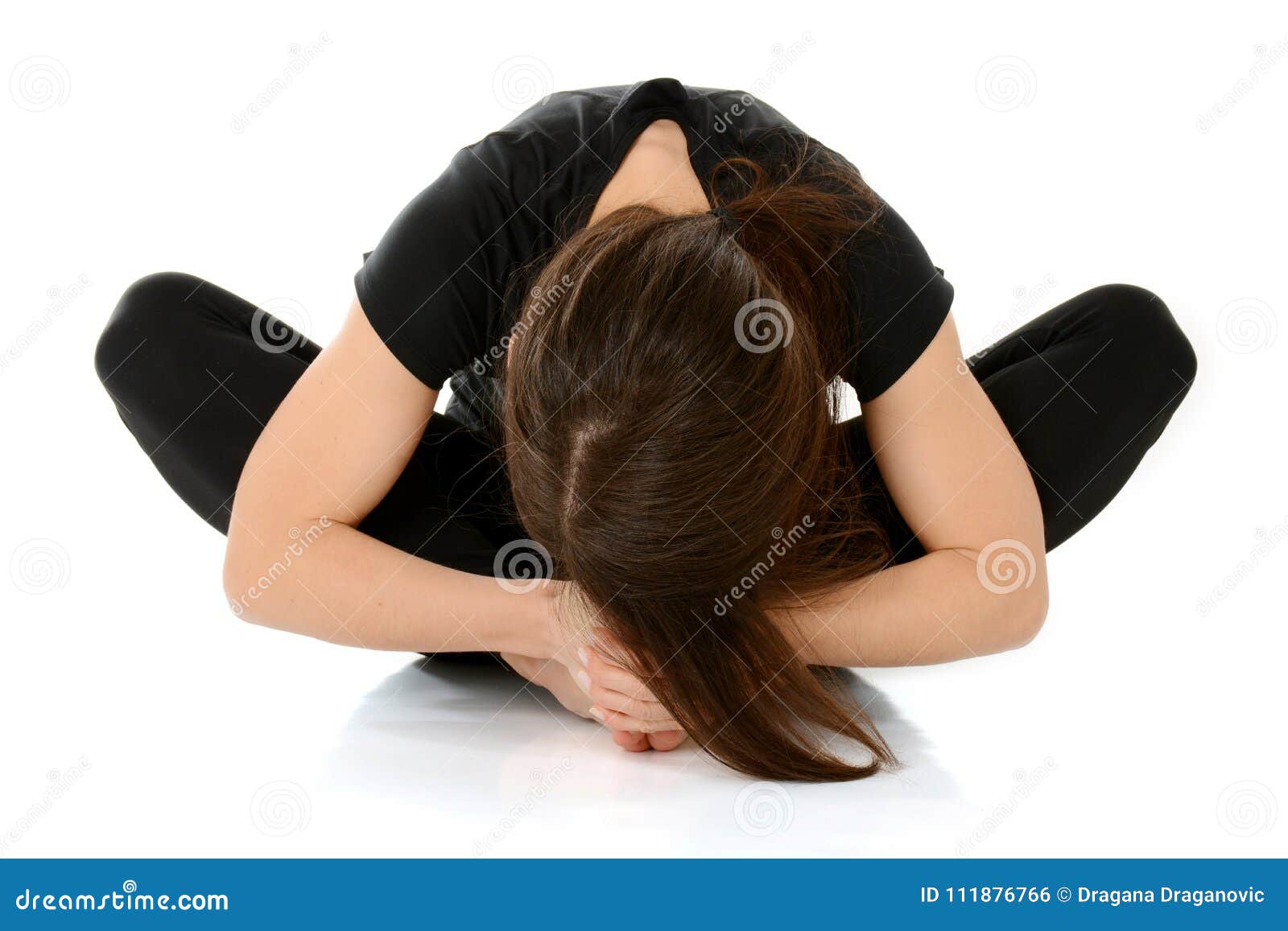 Woman doing bound angle yoga pose, Baddha Konasana, isolated on white Stock  Photo - Alamy