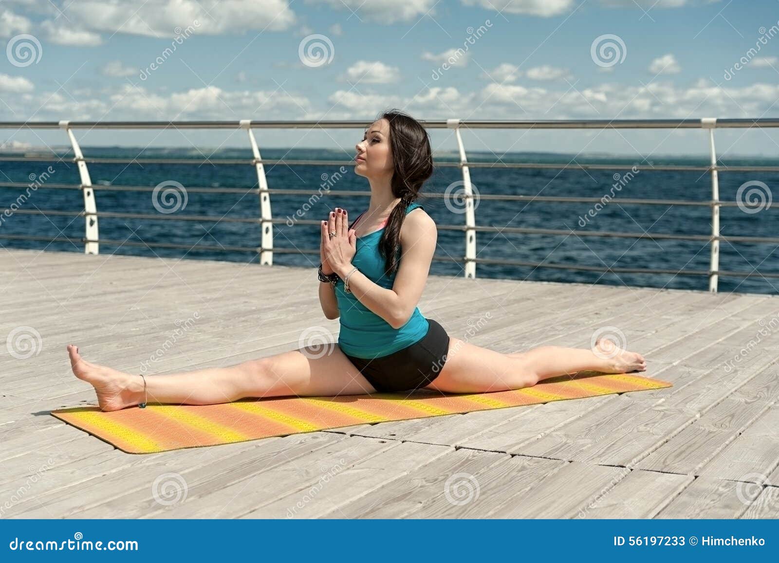 Yoga On The Background Of Sea. Pose Cross Twine Stock Image Image of