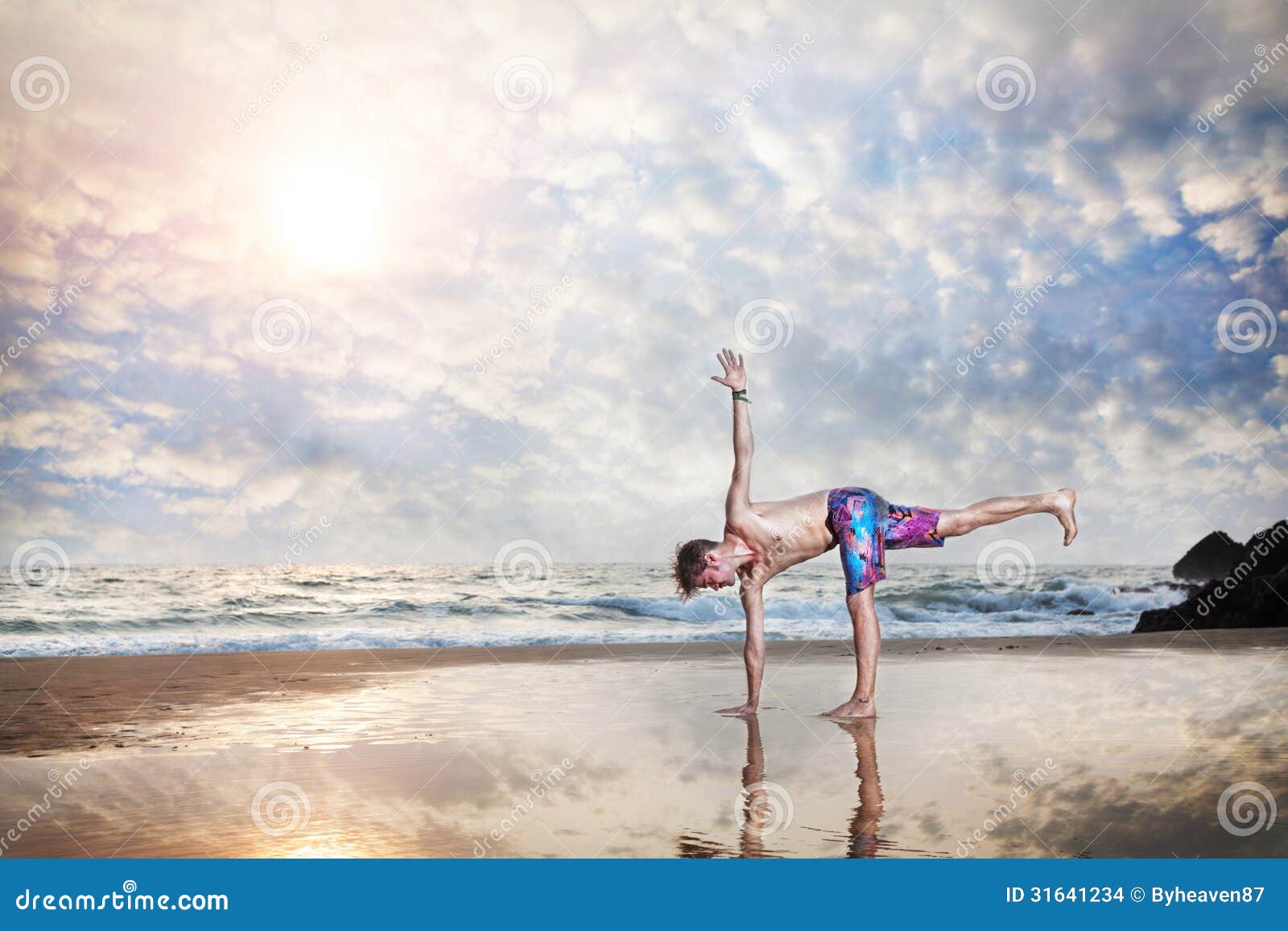 Yoga on the beach stock photo. Image of peace, fitness - 31641234