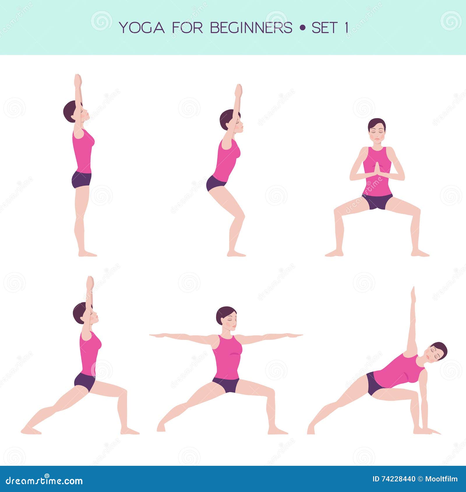 Yoga for Beginners Basic Set Stock Vector - Illustration of health