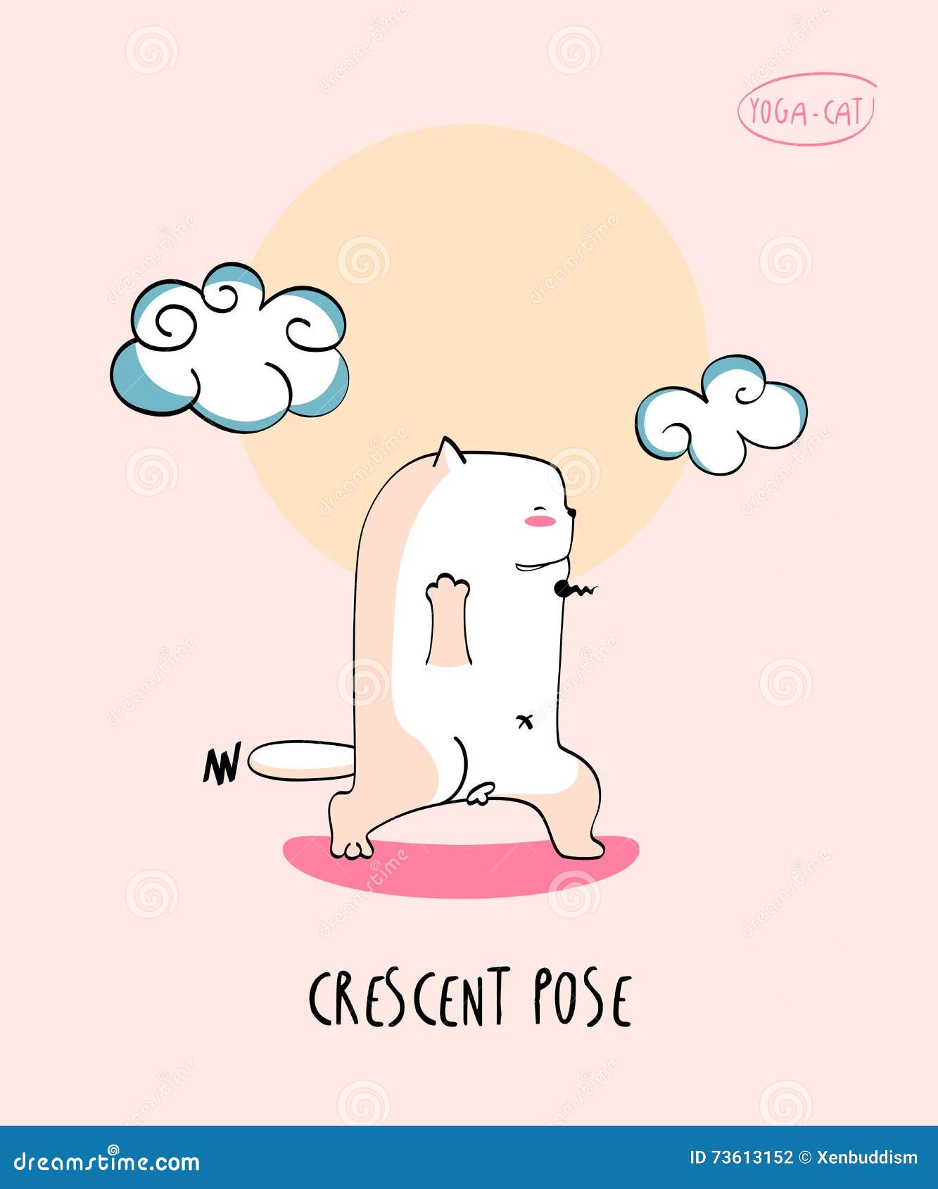 Yoga-Cat in Crescent Pose stock illustration. Illustration of fitness ...