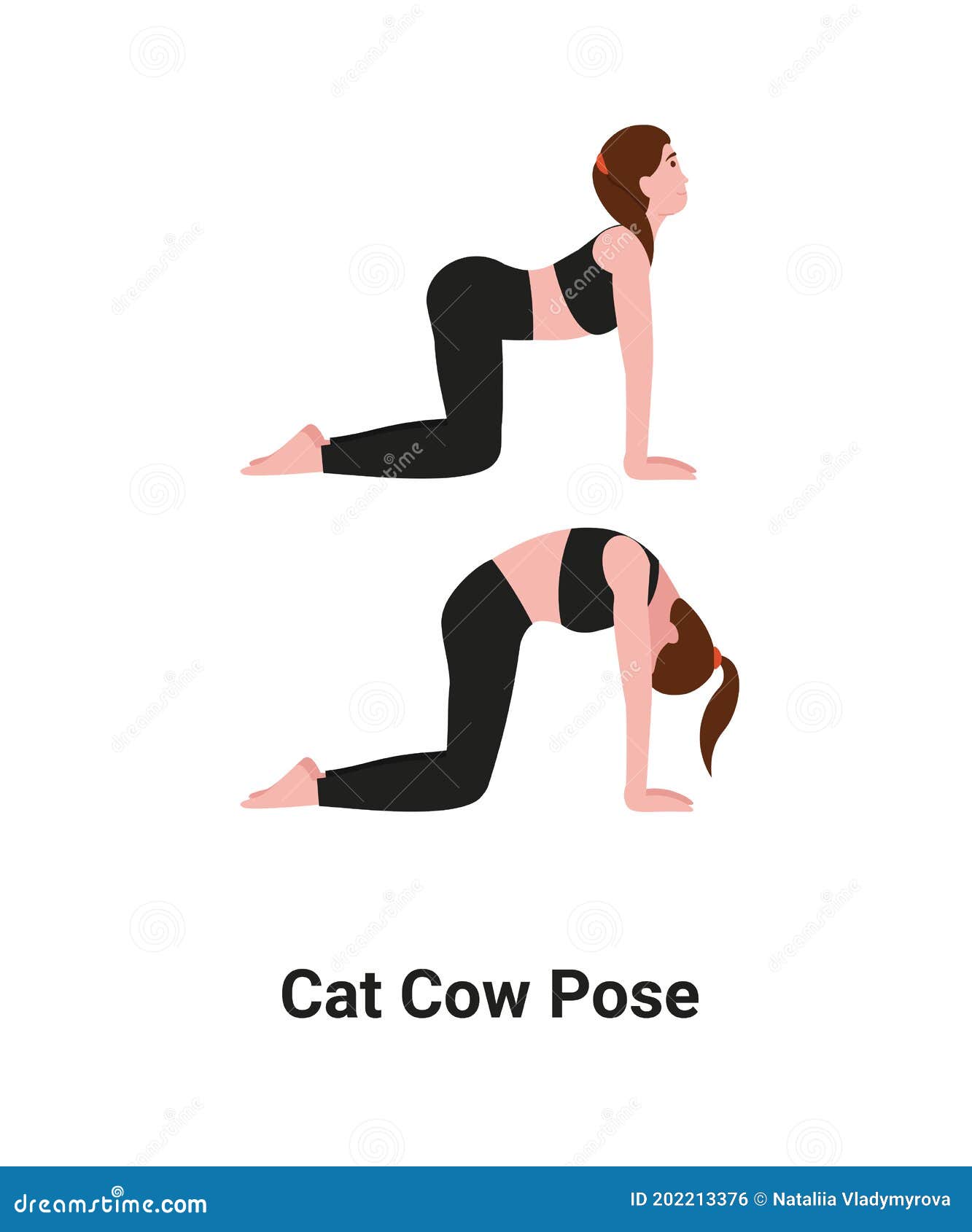 Yoga De Vaca De Gato é Personagem De Mulher Ilustração do Vetor -  Ilustração de estiramento, resistência: 202213376