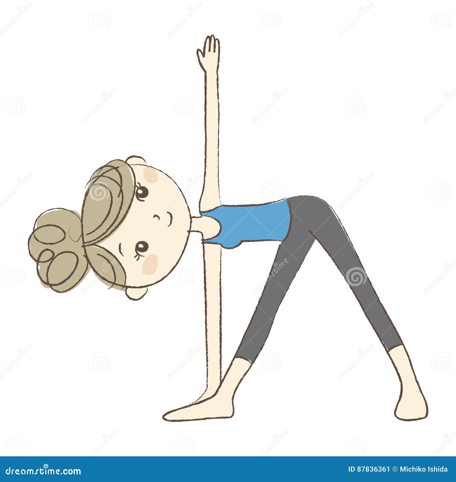 Yoga Exercise, Woman in Triangle Pose Stock Vector Illustration of