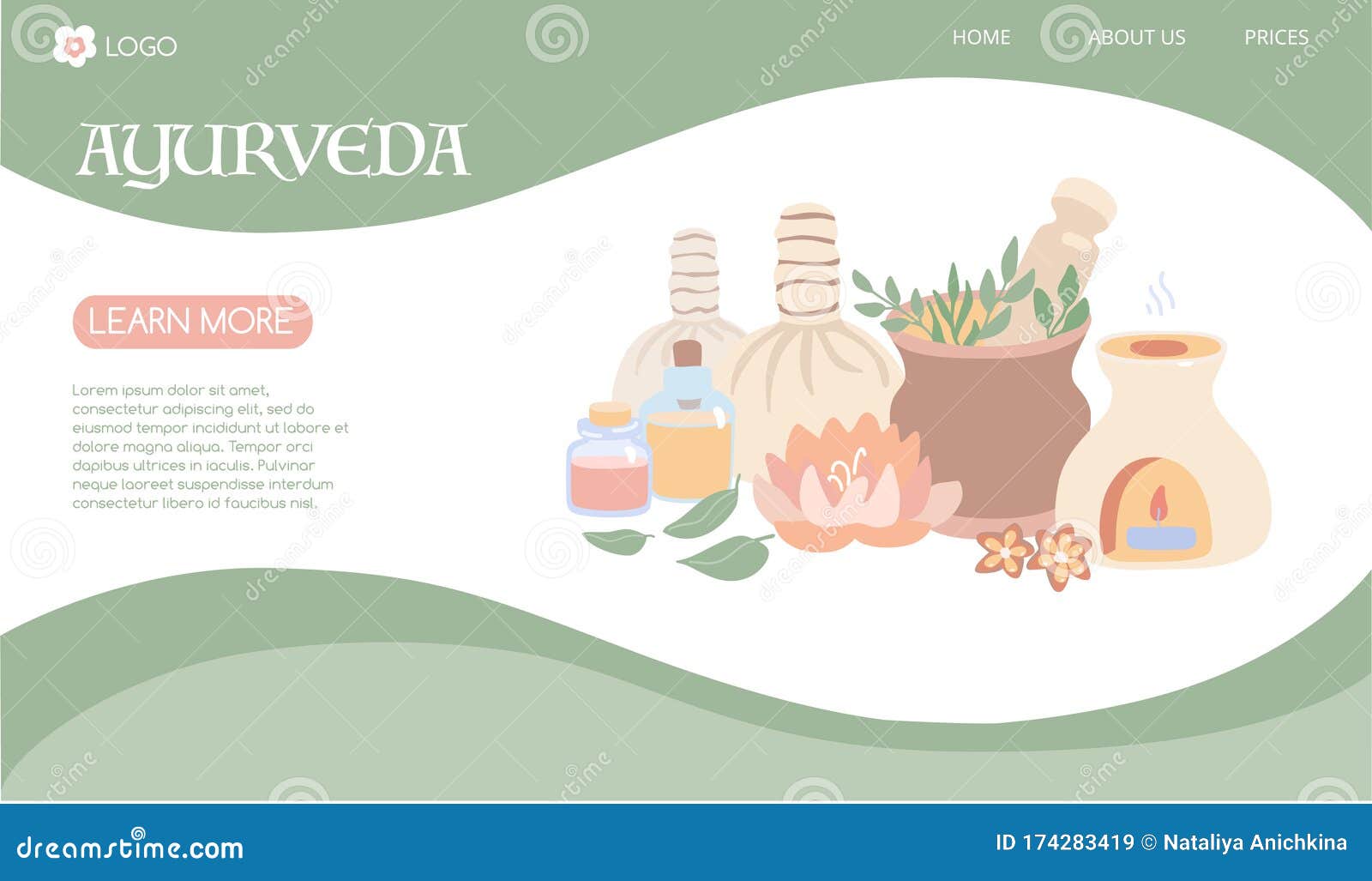 Vector Illustration Ayurveda in Modern Flat Style. Stock Vector