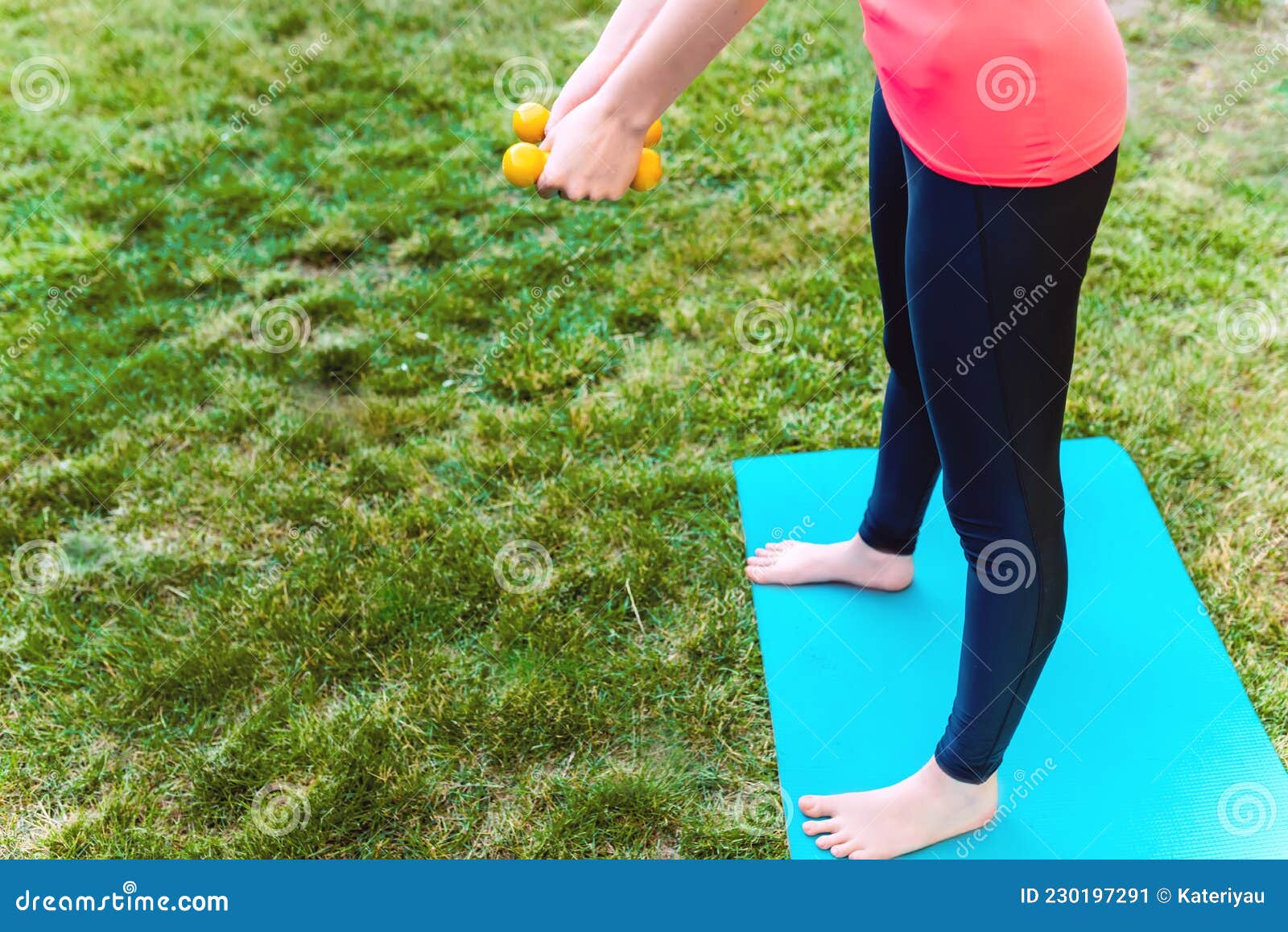 Yoga in Garden with Yoga Mat Stock Image - Image of healthy, health ...