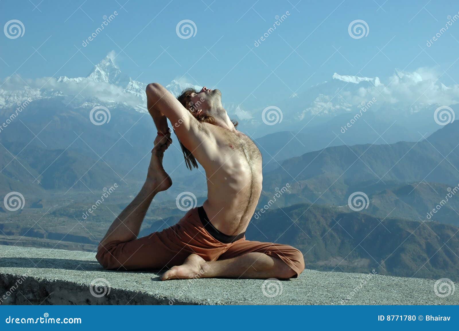 Yoga in Himalayas stock photo. Image of action, healthy - 8771780