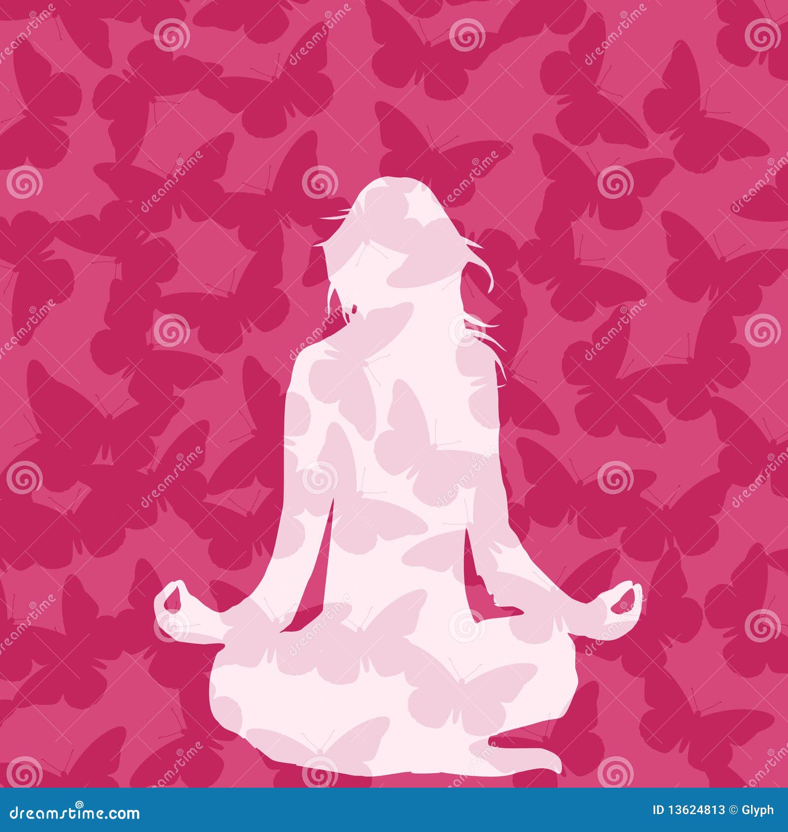 Yoga Illustration with Butterflies Stock Vector Illustration of composition, clipart 13624813