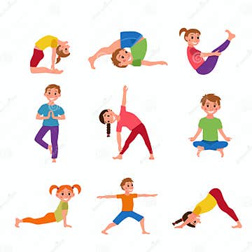 Yoga kids poses stock vector. Illustration of balance - 83383219
