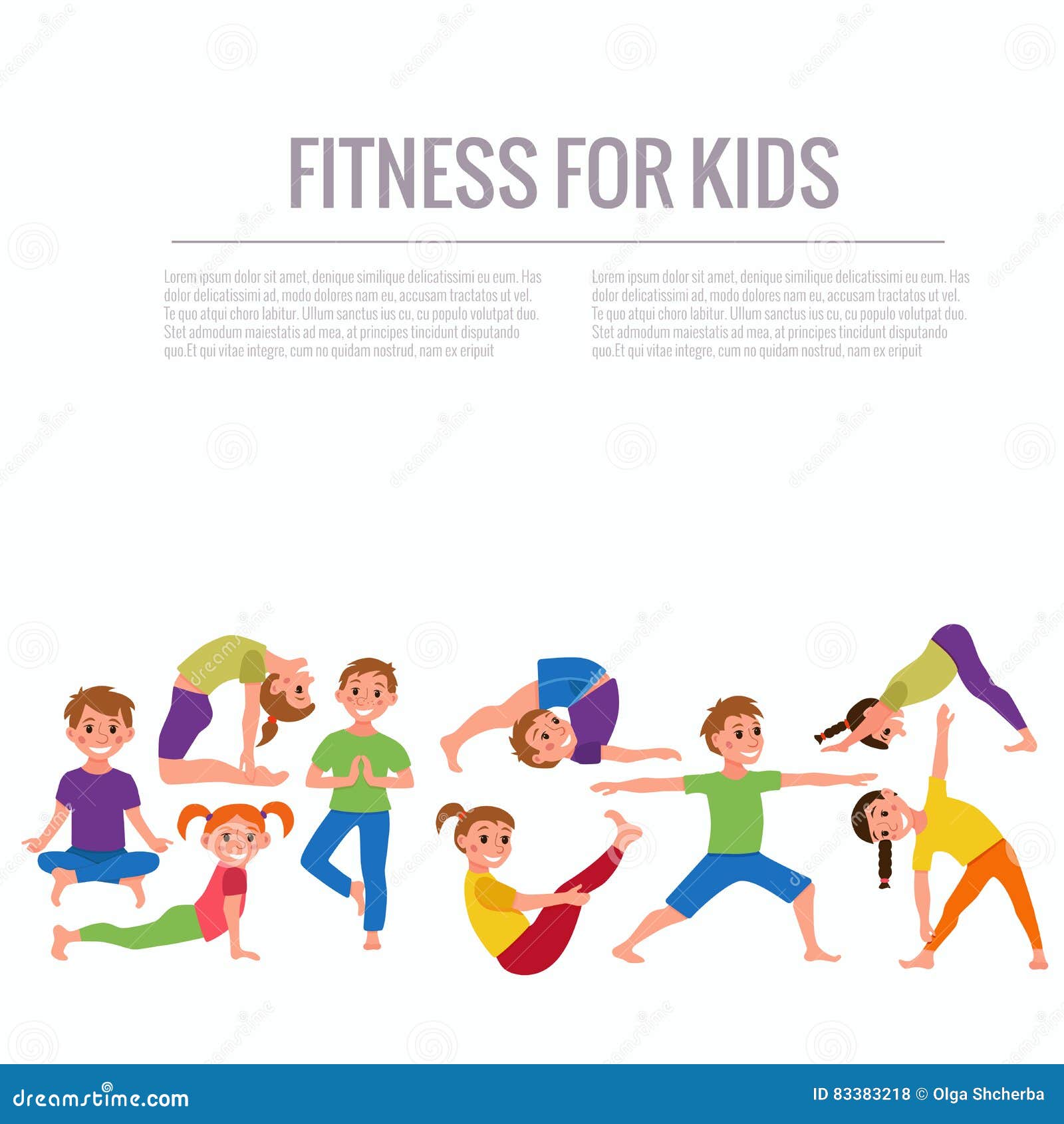 Kids Exercise Poses And Yoga Asana Set Stock Illustration